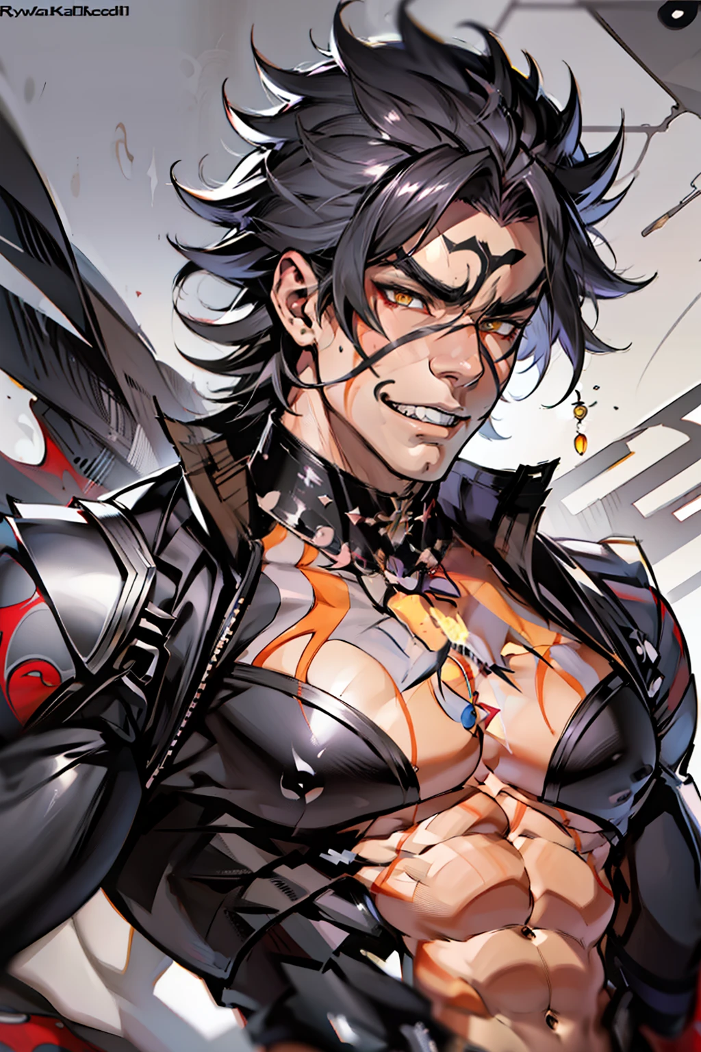 《the original god》Arataki Kazuto , male people, chest muscle, Sexy , Venom symbiote for your body, Black mucus of the body , into venom, venomize,Black bodysuit,Abs,(Adult male)((Venom possession,venom symbiote)),((Masterpiece)), ((Best quality)), Ultra detailed,((illustration)), Dynamic Angle, Detailed light, (Delicate eyes), Floating, 1boy, Male focus, Head, Clothing, Yellow eyes, necklace, tattoo, (Forehead:0.8), (ahoge:0.8), jewelry, whaite hair,apathy,Ray, chest muscle, Sexy , Venom symbiote for your body, Black mucus of the body , (into venom), Venom,frontage,Bust photo,White tight-fitting top,spiderman outfit,style of anime4 K, 4K anime wallpaper, Badass anime 8 K, 4 k comic wallpaper, young anime man, Anime boys, Anime wallpapers 4 k, Anime wallpaper 4K, High quality anime art style, Anime moe art style, Anime art wallpaper 8 K, Anime art wallpaper 4 K, RGB lighting,