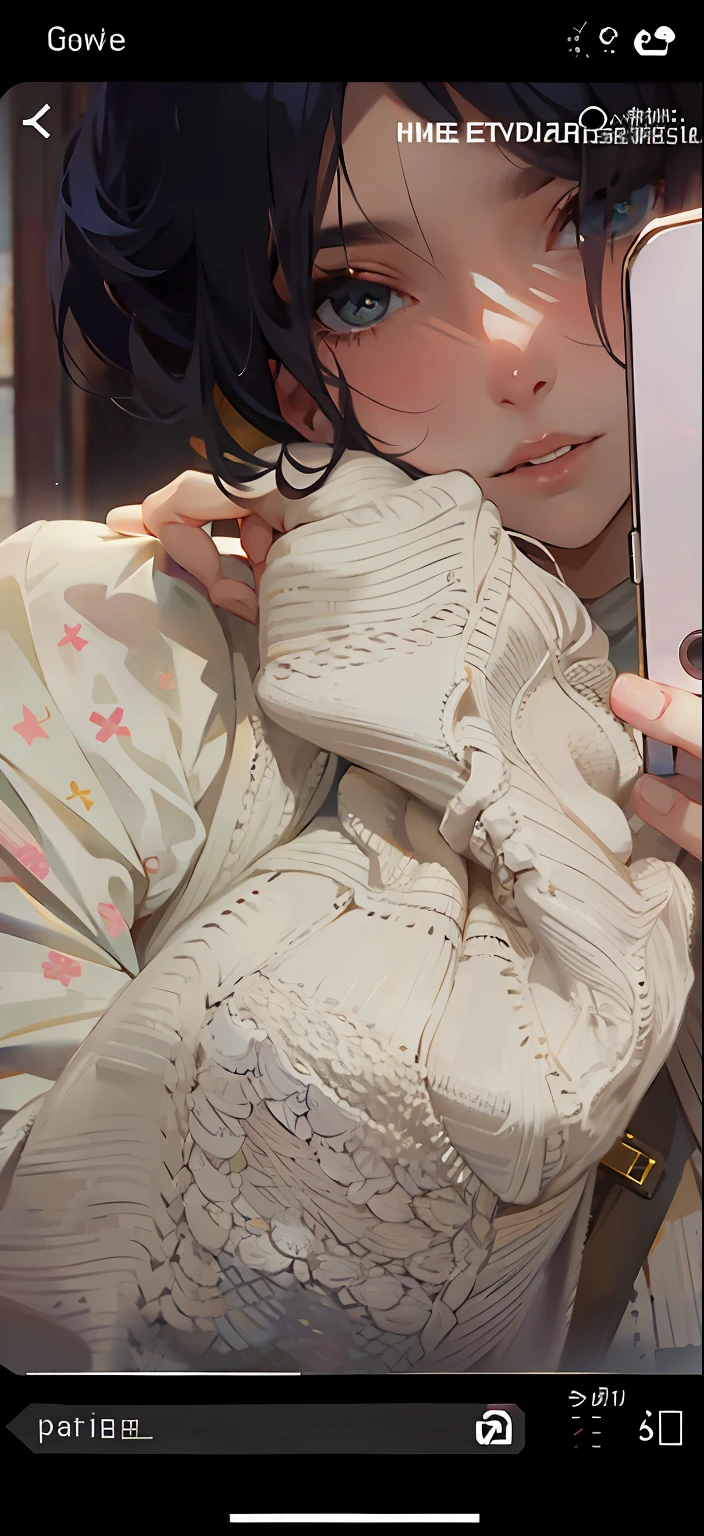 there is a woman taking a picture of herself with her cell phone