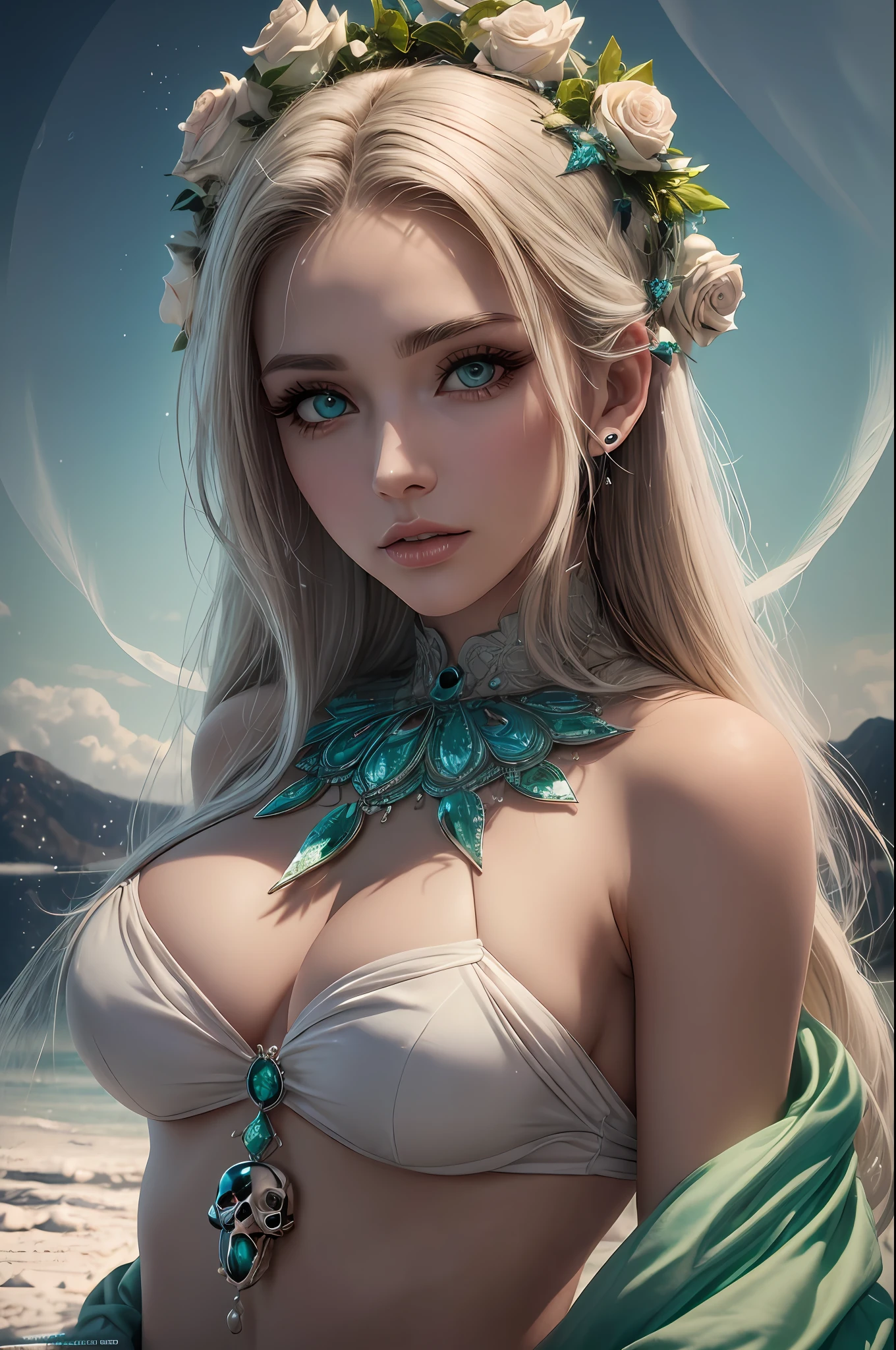 parte superior do corpo, uma mulher no vestido vitoriano preto,Vestidos,skull trinkets,rosas escuras, green topaz eyes, various fashionable hairstyle, maquiagem:0.4, (Brinco,Decote), coisa de princesa, fundo da floresta de neve, nevada, ((intrincado detalhado)) , (pele altamente detalhada,rosto,olho), Olhos Delicados, peito grande, olhos altamente detalhados, Cinematic lighting, ultra hi-res photo, (master part,Qualidade Superior,Realistic),