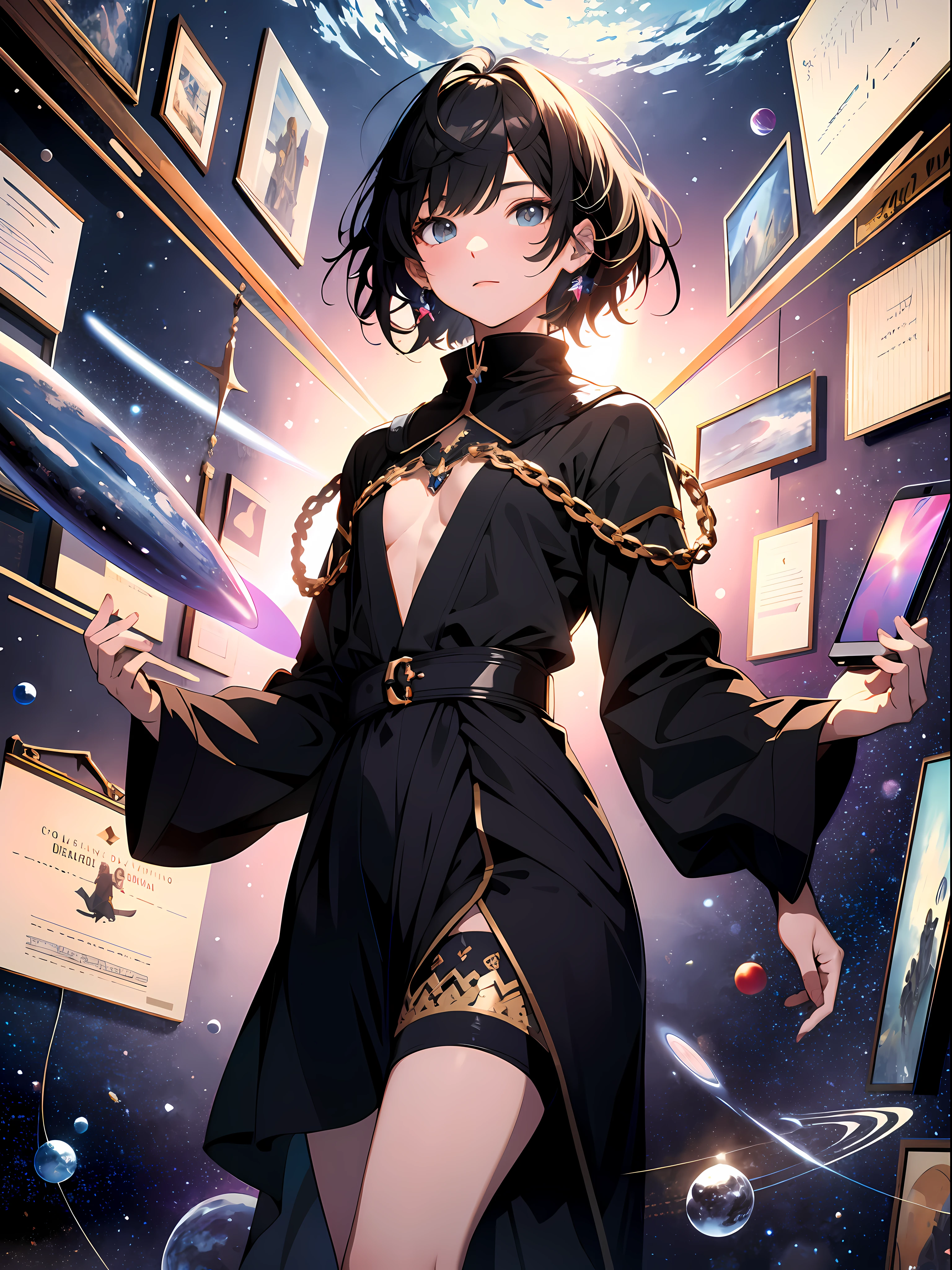 ridiculous resolution, high resolution, (masterpiece:1.4), super detailed, 1boy, seen from above, space, floating, --v 6