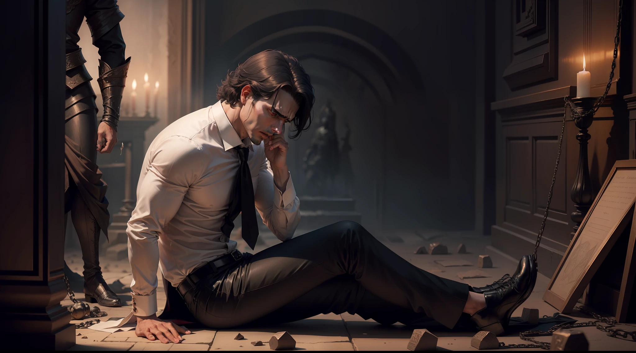 The rich man in Hades, tormented and pleading for relief.