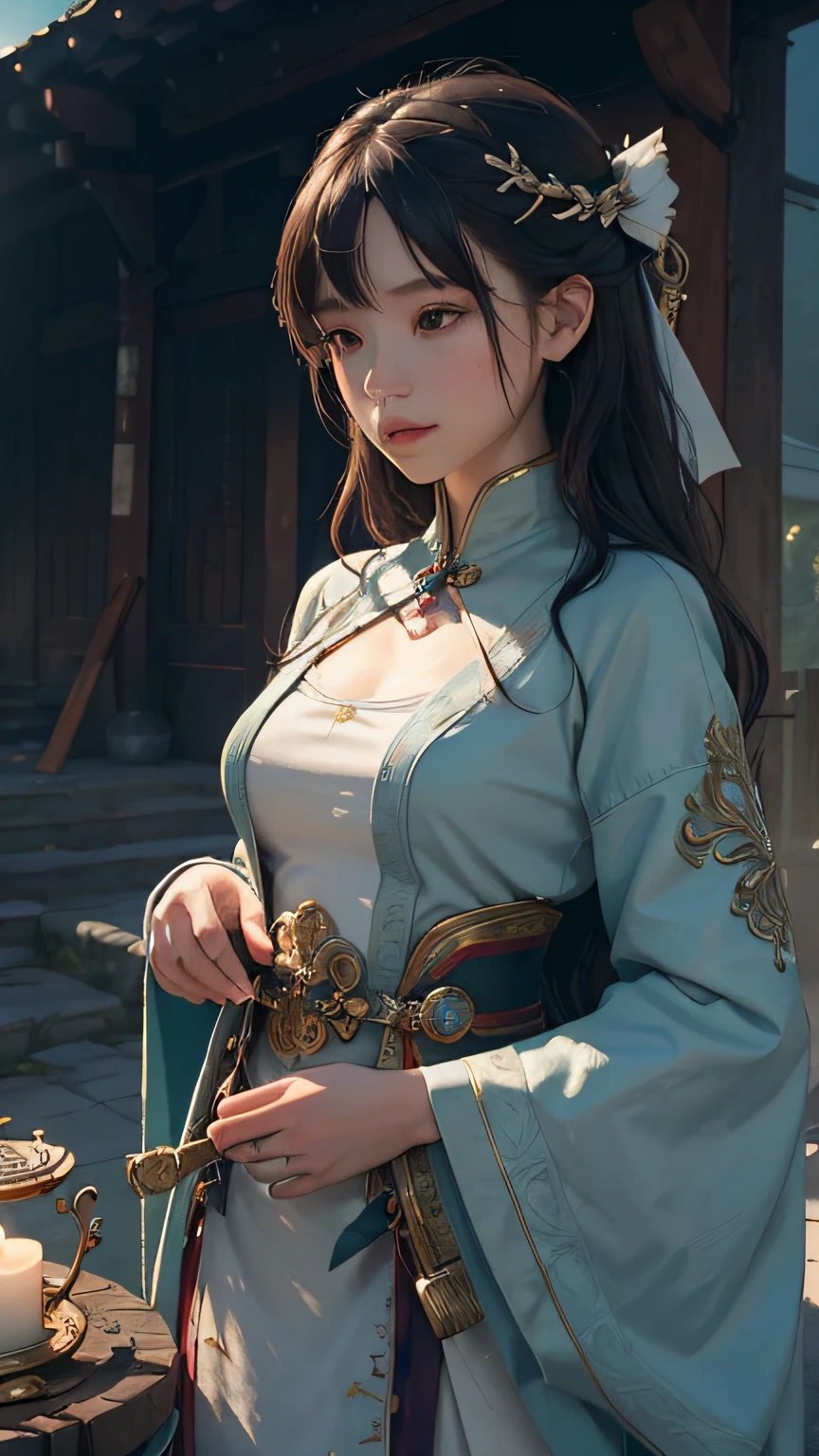 (1girl:1.3),solo,__body-parts__,
official art, unity 8k wallpaper, ultra detailed, beautiful and aesthetic, beautiful, masterpiece, best quality,Fantastical Atmosphere, Calming Palette, Tranquil Mood, Soft Shading,
Miko priestess, charm spell, talisman familiar, shrine maiden duties,