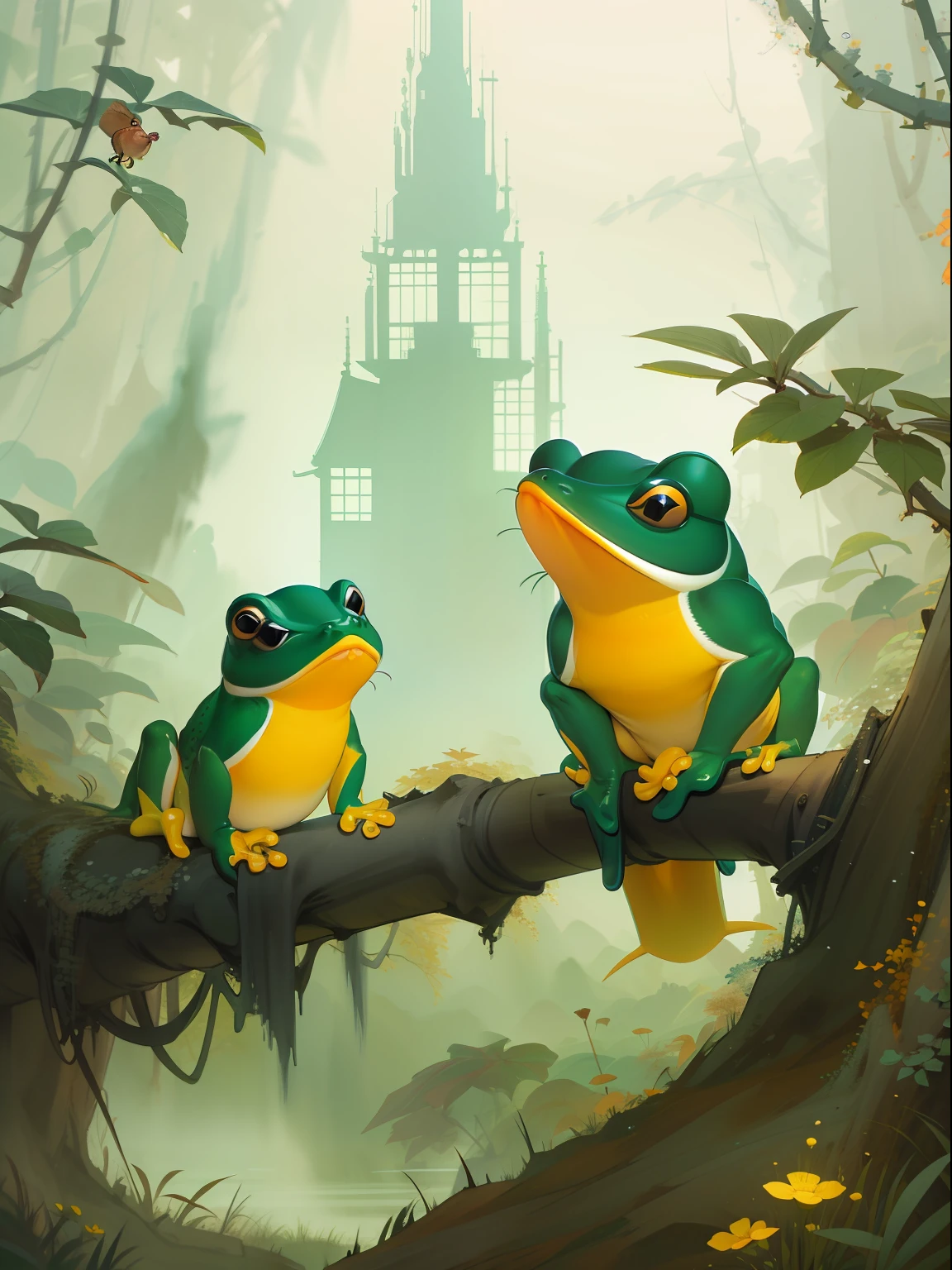 In the woods,Two small frog animals