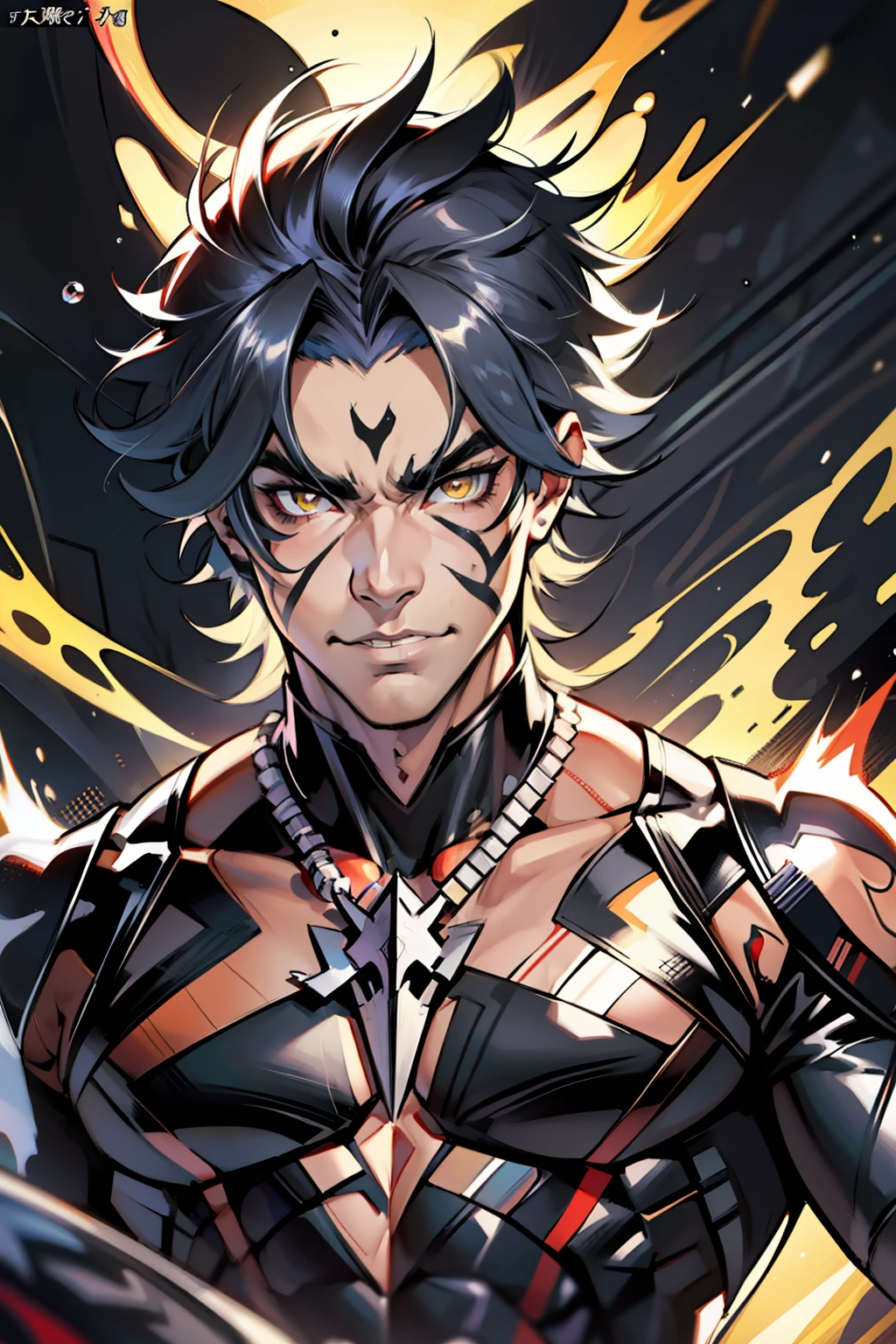 《the original god》Arataki Kazuto , male people, chest muscle, Sexy , Venom symbiote for your body, Black mucus of the body , into venom, venomize,Black bodysuit,Abs,(Adult male)((Venom possession,venom symbiote)),((Masterpiece)), ((Best quality)), Ultra detailed,((illustration)), Dynamic Angle, Detailed light, (Delicate eyes), Floating, 1boy, Male focus, Head, Clothing, Yellow eyes, necklace, tattoo, (Forehead:0.8), (ahoge:0.8), jewelry, whaite hair,apathy,Ray, chest muscle, Sexy , Venom symbiote for your body, Black mucus of the body , (into venom), Venom,frontage,Bust photo,White tight-fitting top,spiderman outfit,style of anime4 K, 4K anime wallpaper, Badass anime 8 K, 4 k comic wallpaper, young anime man, Anime boys, Anime wallpapers 4 k, Anime wallpaper 4K, High quality anime art style, Anime moe art style, Anime art wallpaper 8 K, Anime art wallpaper 4 K, RGB lighting,