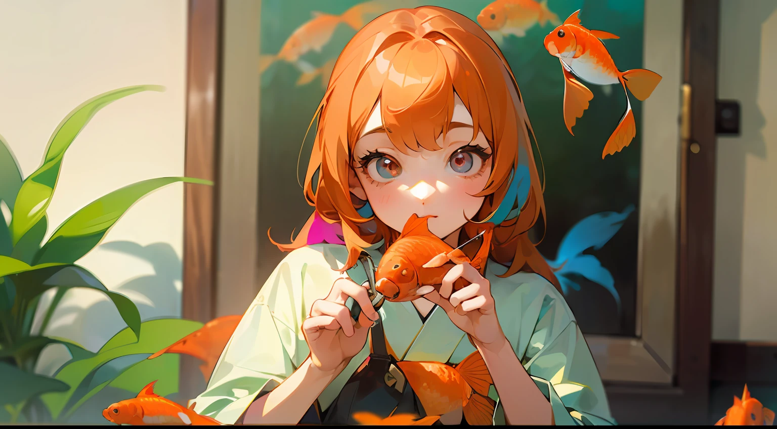 (masterpiece:1.2),(best quality:1.1),(ultra-detailed:1.1),(realistic:1.2),(colorful:1.2),(young girls:1.3),(Japanese:1.1),(clothing samples:1.1),(girl playing goldfish scooping:1.3),(colorful contact lenses:1.2),(full-body shot:1.2),(summer:1.1)