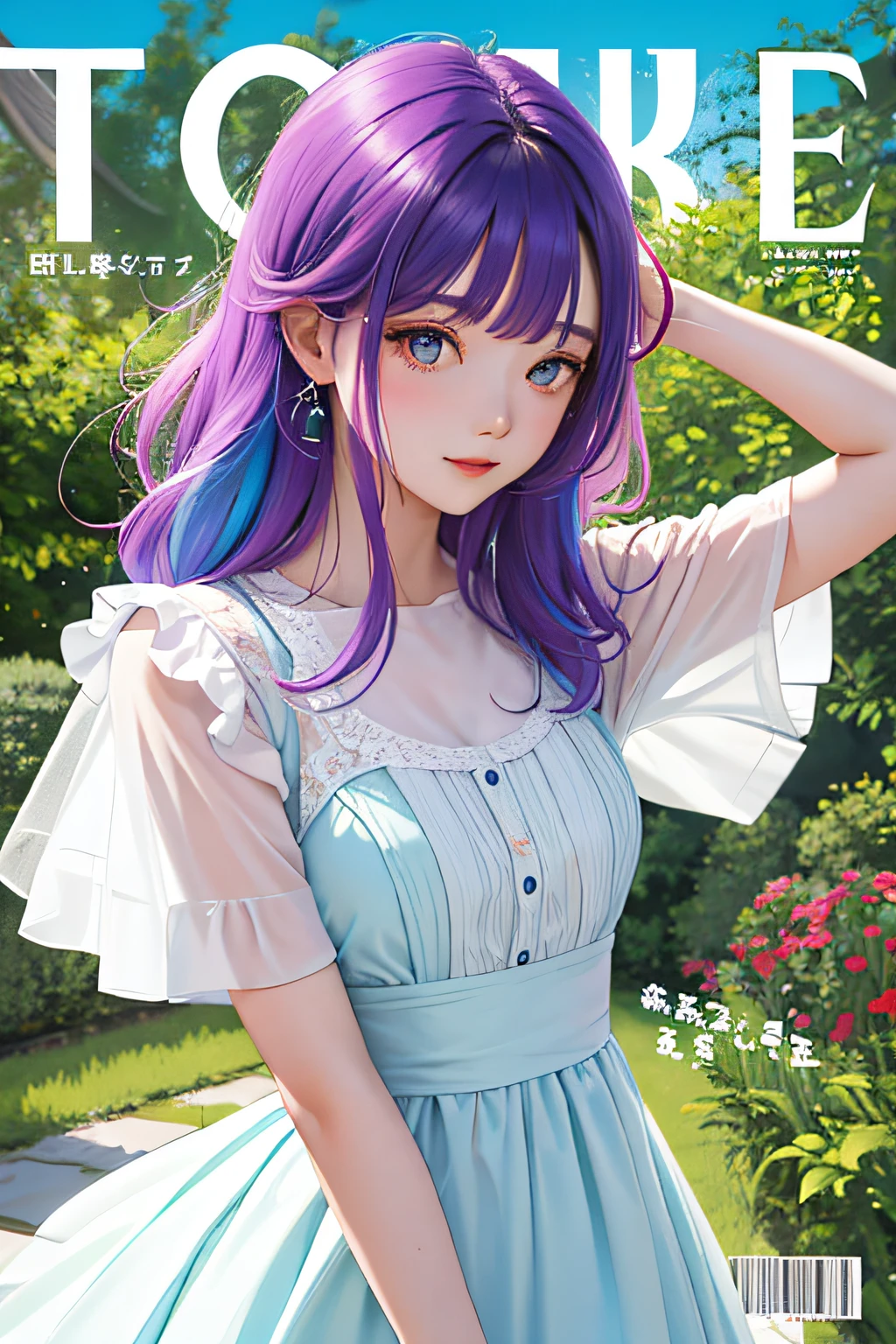 tmasterpiece,Need,Spring dress,Colored hair,Outdoor greenery,MagazineCover,full bodyesbian,