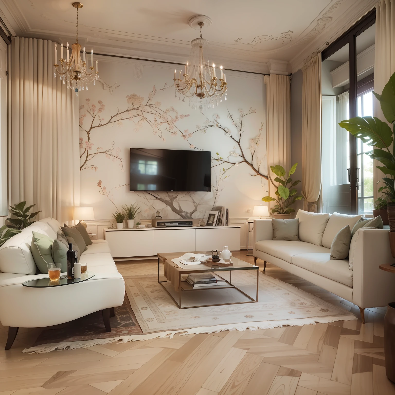"(sala com paredes pretas:1.2, Sophisticated decoration, ambiente aconchegante)"