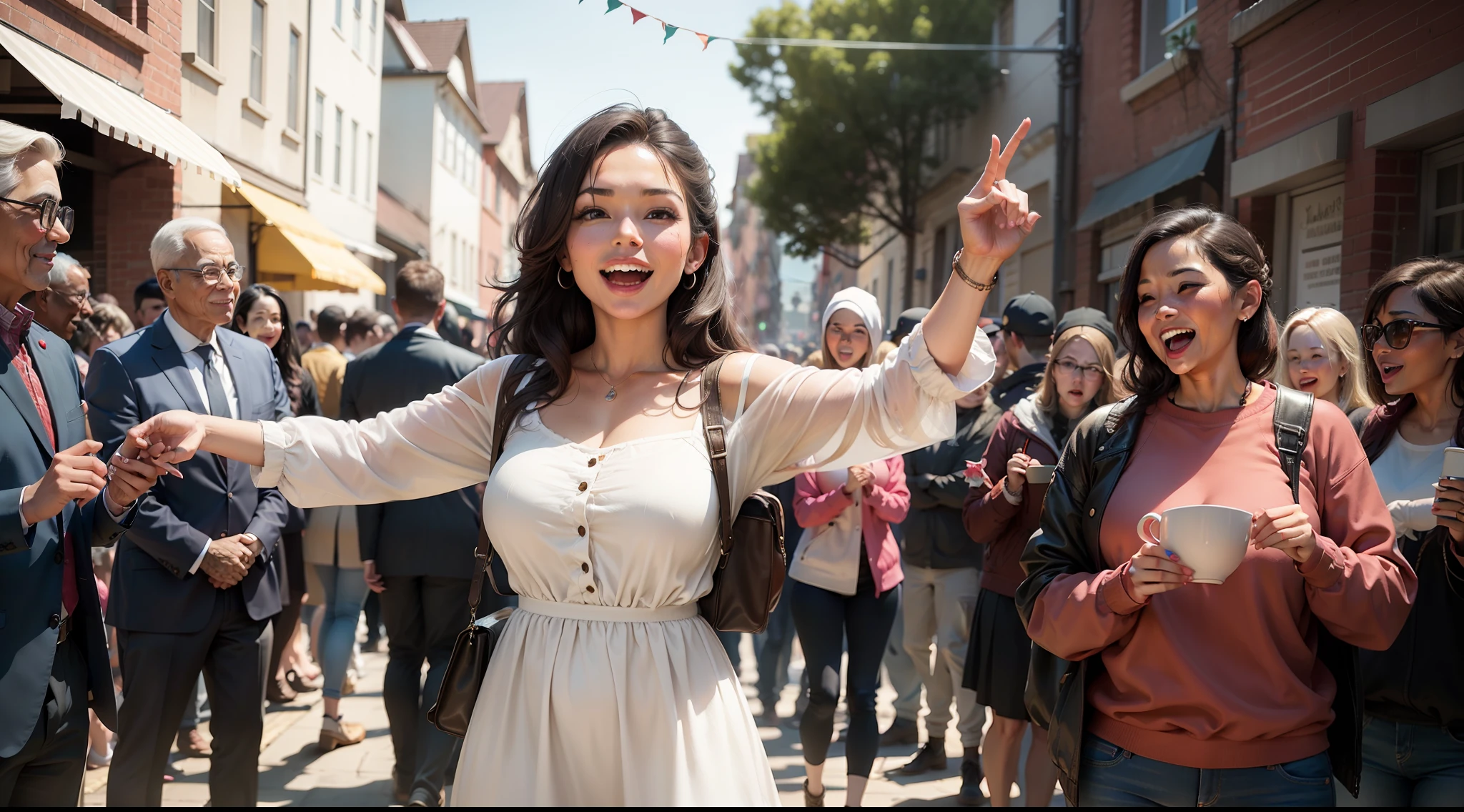 The woman celebrating her find by inviting friends and neighbors to rejoice with her.