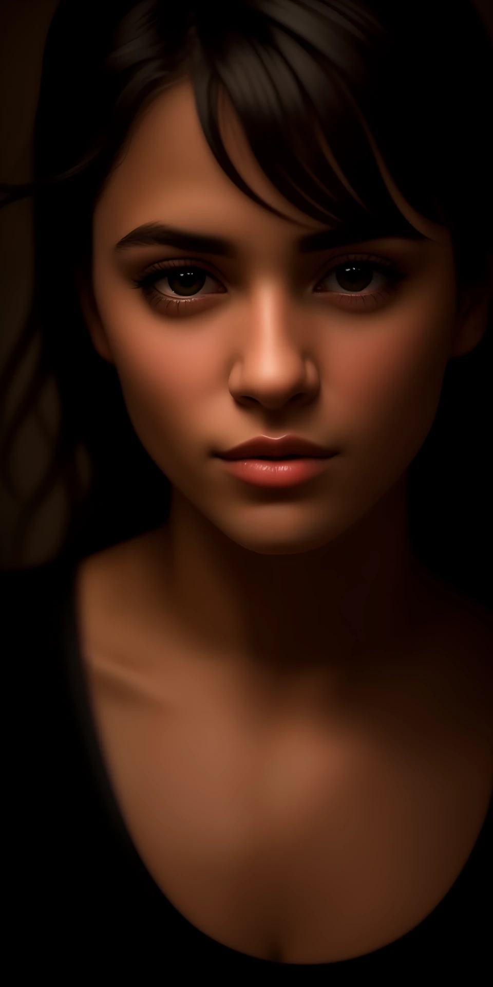 Mulher Arafed nua com uma camisa preta e um fundo preto, retrato suave luz baixa, realistic face moody lighting, Retrato de 60mm, Retrato de 50mm, foto retrato suave 8 k, medium portrait soft light, retrato fechado, 7 0 mm portrait, Close Up foto retrato, close up retrato do rosto, retrato emotivo, cinematic headshot portrait, retrato luz suave