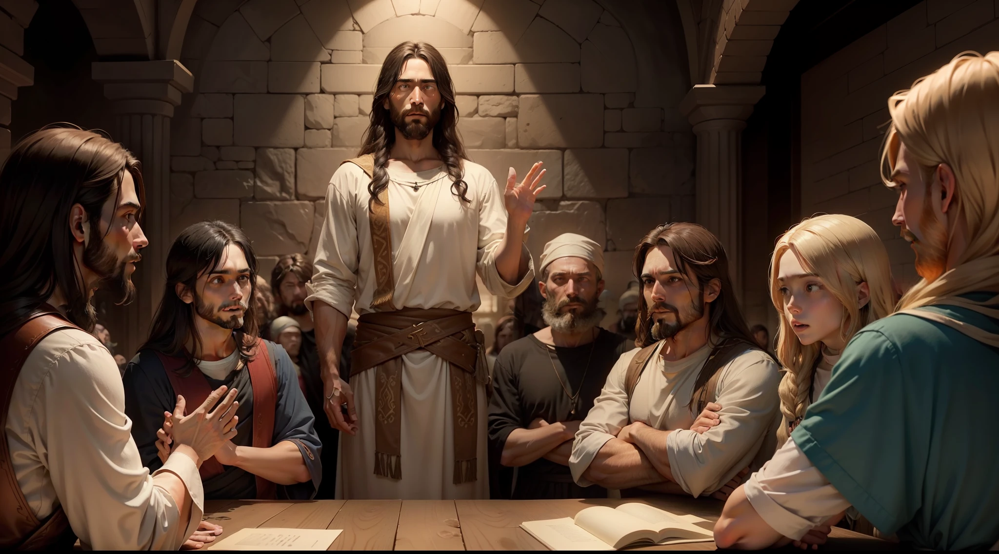 A visual depiction of Jesus explaining the parable and its meaning to his disciples.