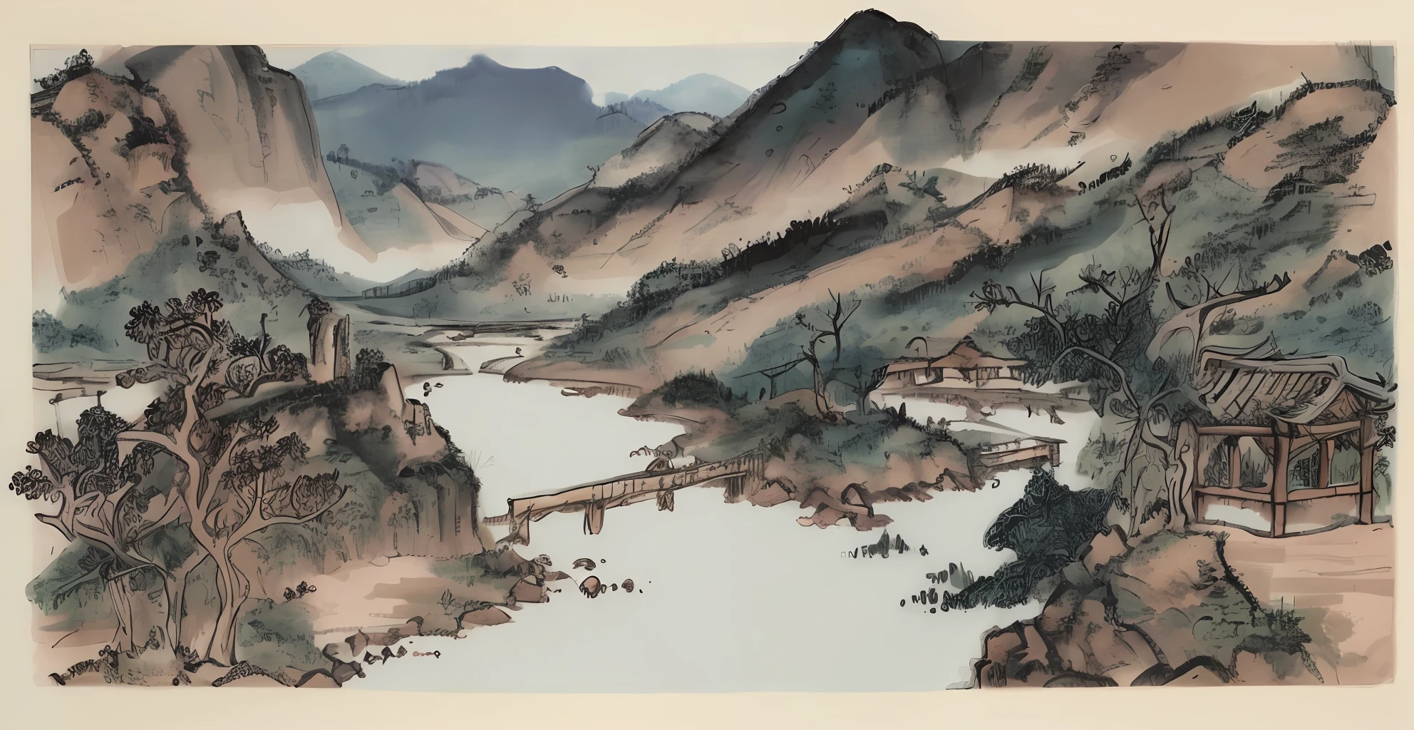 And borrow two or two inks from the world,Paint all the old mountains and rivers in the world。Take another jug of wine from Yaochi,Dare to call Jiangshan to change colors。