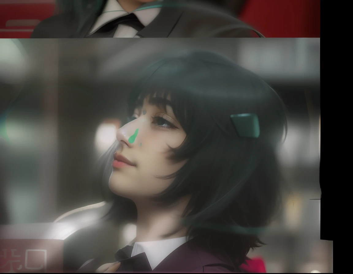 There are two pictures of a woman with a cat on her lap, Ela tem cabelo preto com franja, Sui Ishida com cabelo preto, estilo de ssss.Gridman (2018), japanese live-action movie, iu lee ji-eun as a super villain, Estilo anime misturado com Fujifilm, anime fotorrealista, preto hime corte cabelo