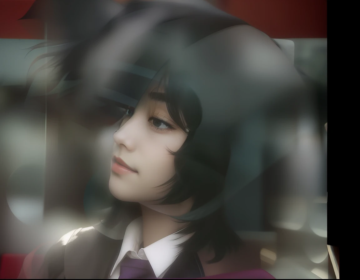 There are two pictures of a woman with a cat on her lap, Ela tem cabelo preto com franja, Sui Ishida com cabelo preto, estilo de ssss.Gridman (2018), japanese live-action movie, iu lee ji-eun as a super villain, Estilo anime misturado com Fujifilm, anime fotorrealista, preto hime corte cabelo