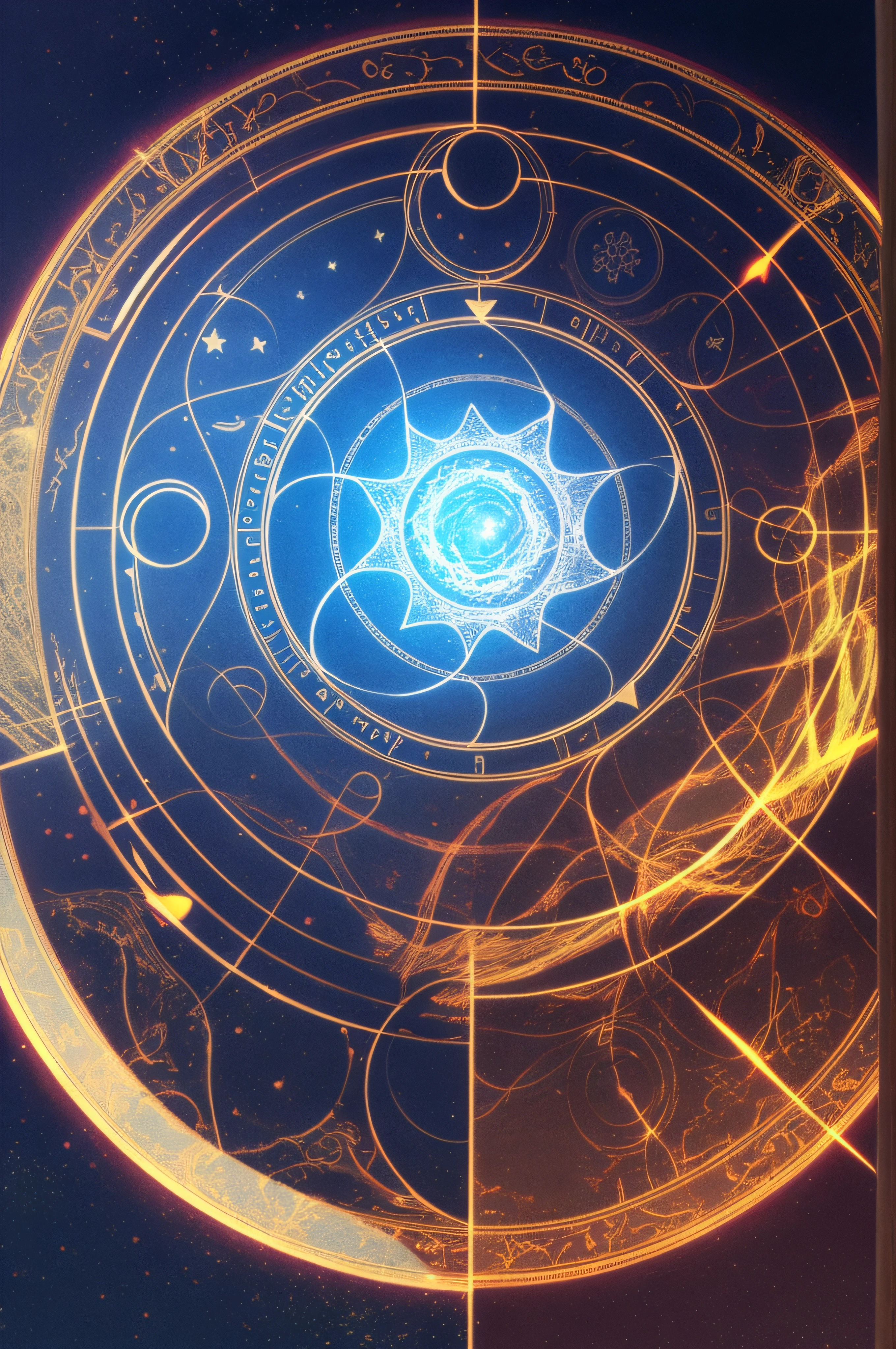 melhor qualidade, concept, Rune_Magic, Magic, canvas, magic circles, magic circles with glowing light, simetria, right proportions, circles, bonito e intricado, luzes coloridas, estrela de cinco pontas, tela 2d, classic paint, graph design, maths, renascentista, neoclassical, detalhes intricados