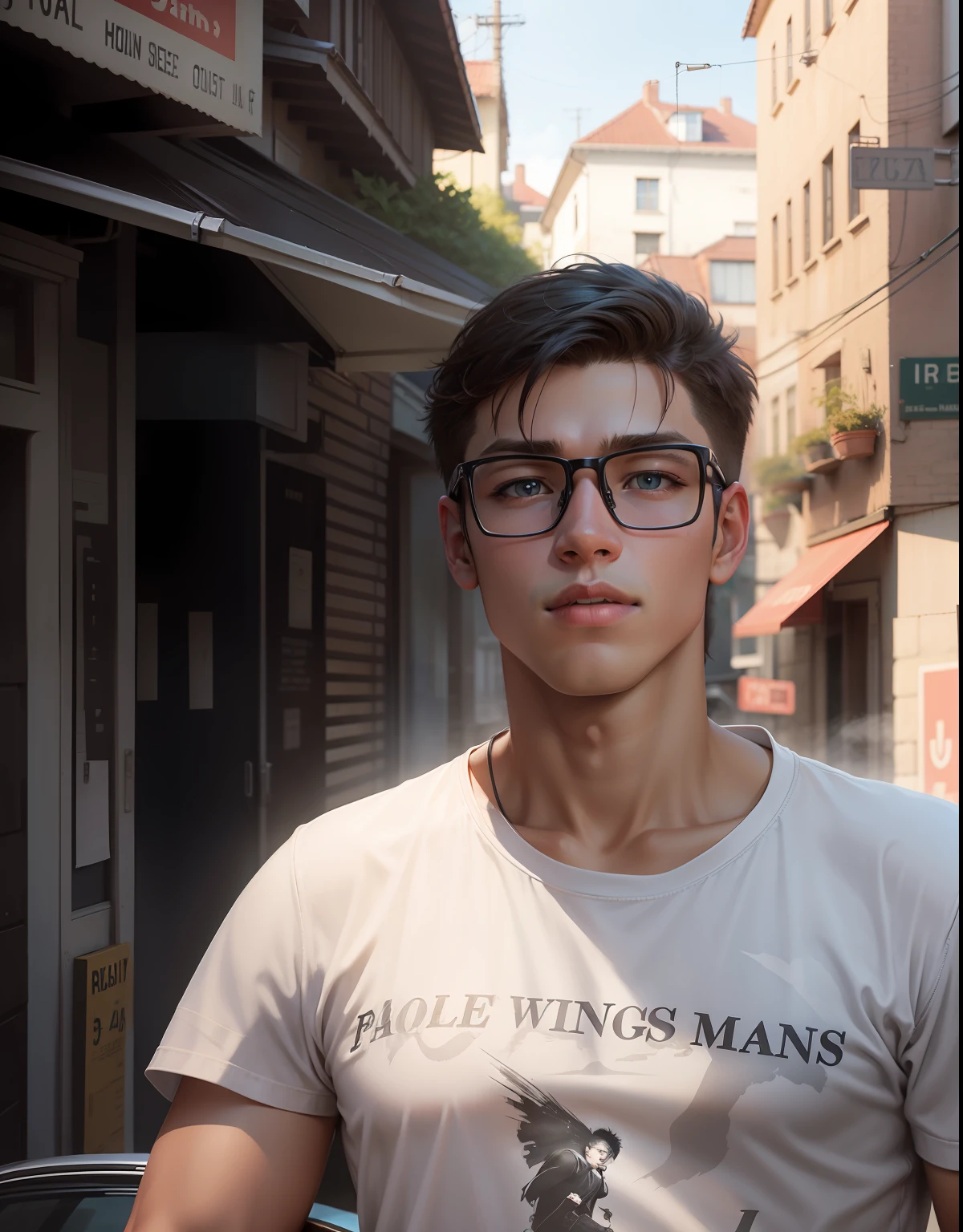 Change background into hill, realistic cool 16 years old boy
