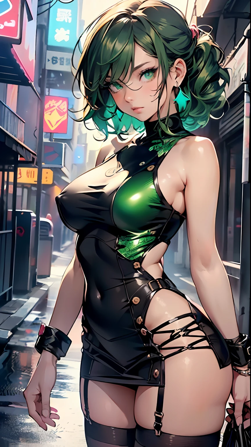 girl youtuber,(((1girl))),((extremely cute and beautiful green curly-haired anime girl walking down the street)),
(short breasts:1.4),(((green curly hair:1.35,very curly hair,colored inner hair,ear breathing,short hair))),((green eyes:1.3,upturned eyes:1.3,perfect eyes,beautiful detailed eyes,rainbow glows ultra-detailed yellow green eyes:1.1,gradient eyes:1,finely detailed beautiful eyes:1,symmetrical eyes:1,big highlight on eyes:1.2)),((fat)),(((lustrous skin:1.5,bright skin: 1.5,skin tanned,shiny skin,very shiny skin,shiny body,plastic glitter skin,exaggerated shiny skin))),delicate detailed fingers,detailed body,detailed arms,human hands(detailed face),),
cute,slutty,seductive,erotic,(((nsfw))),
zettai ryouiki,revealing clothing,show skin,((rave mini-skirt,visible thong straps,white loose tank top with an intricate print)),(detailed outfit,detailed clothes),
(dynamic pose:1.0),solo focus,embarrassed,centered,scale to fit dimensions,Rule of thirds,
outdoors,((night view)),(cyberpunk night street Background: 1.5,dark sky,alleyway,lonely alley,thick clouds,detailed background:1.25),
(best quality),(high resolution),(sharp focus),(ultra detailed),(extremely detailed),(extremely high quality artwork),8k_wallpaper,(extremely detailed CG 8k),(very fine 8K CG),((hyper super ultra detailed perfect piece)),flawless,(((masterpiece))),illustration,vibrant colors,(intricate),High contrast,Selective lighting,Double exposure,HDR (High Dynamic Range),Post-processing,Background blur,