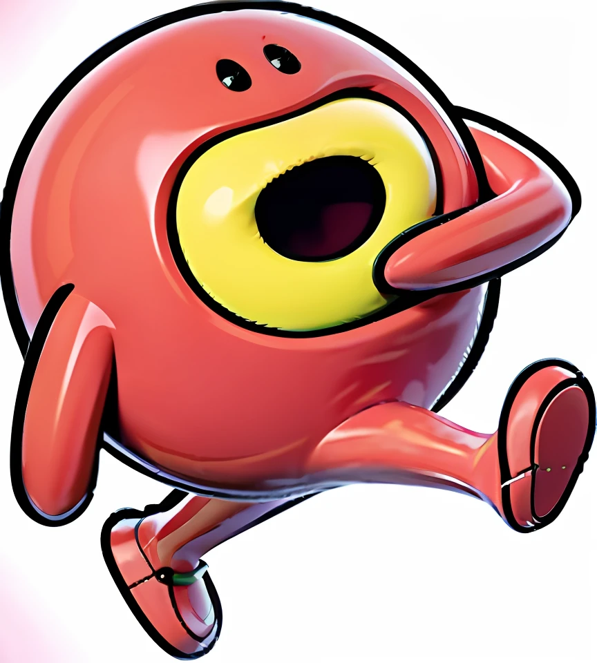 Cartoon character with open mouth,Run with your eyes wide open, blob anime, dancing character, Anthropomorphic villain,(best qualtiy),(tmasterpiece),(Detail 1.4)Don't have too much light