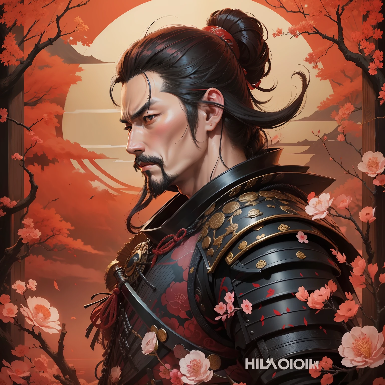 Warlord of the Japan、samurais、Oda Nobunaga、beautiful countenance、((hightquality))((masterpiece))ukiyoe painting、Hokusai、Yoshitoshi Tsukioka
