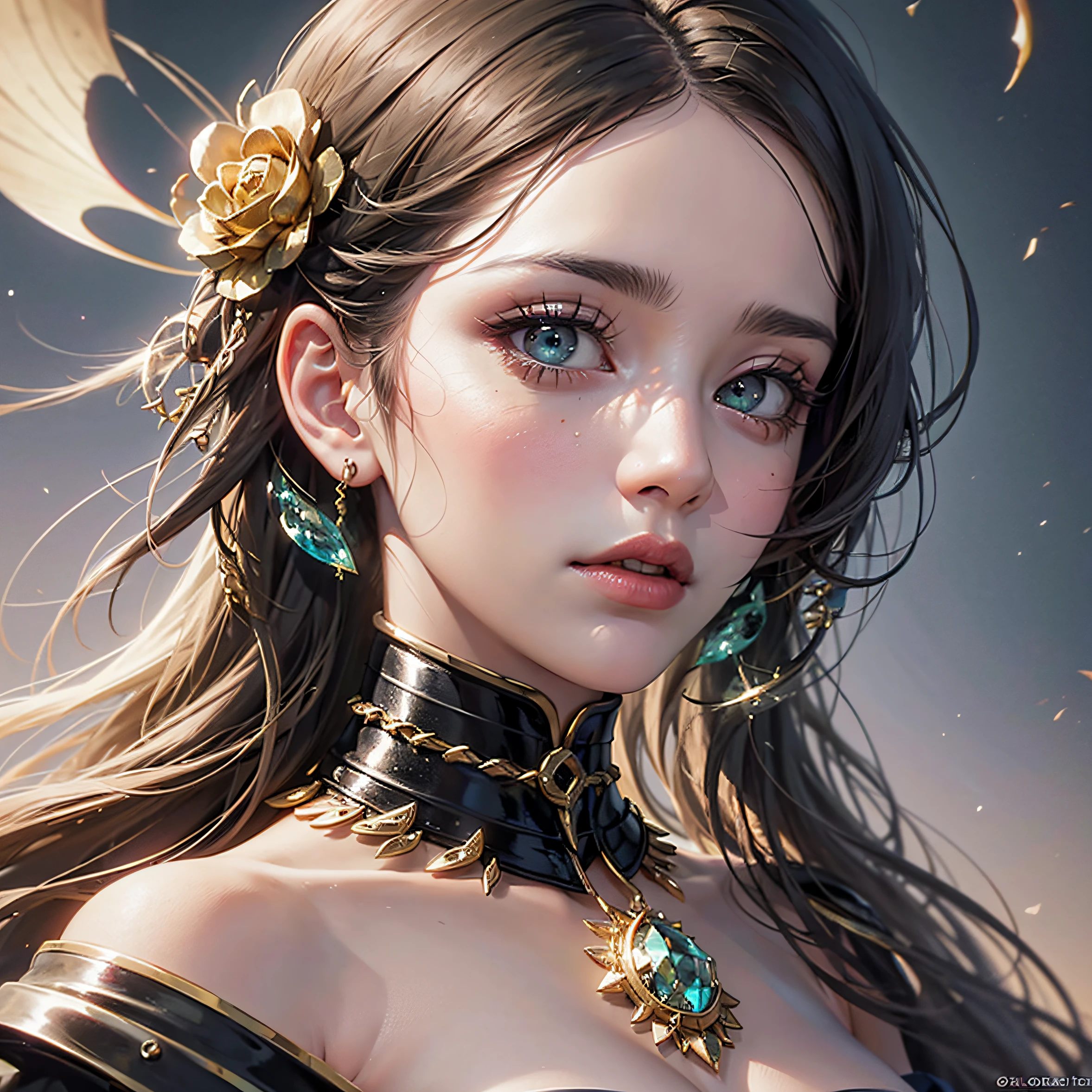 parte superior do corpo, uma mulher no vestido vitoriano preto,Vestidos,skull trinkets,rosas escuras, green topaz eyes, various fashionable hairstyle, maquiagem:0.4, (Brinco,Decote), coisa de princesa, fundo da floresta de neve, nevada, ((intrincado detalhado)) , (pele altamente detalhada,rosto,olho), Olhos Delicados, peito grande, olhos altamente detalhados, Cinematic lighting, ultra hi-res photo, (master part,Qualidade Superior,Realistic),