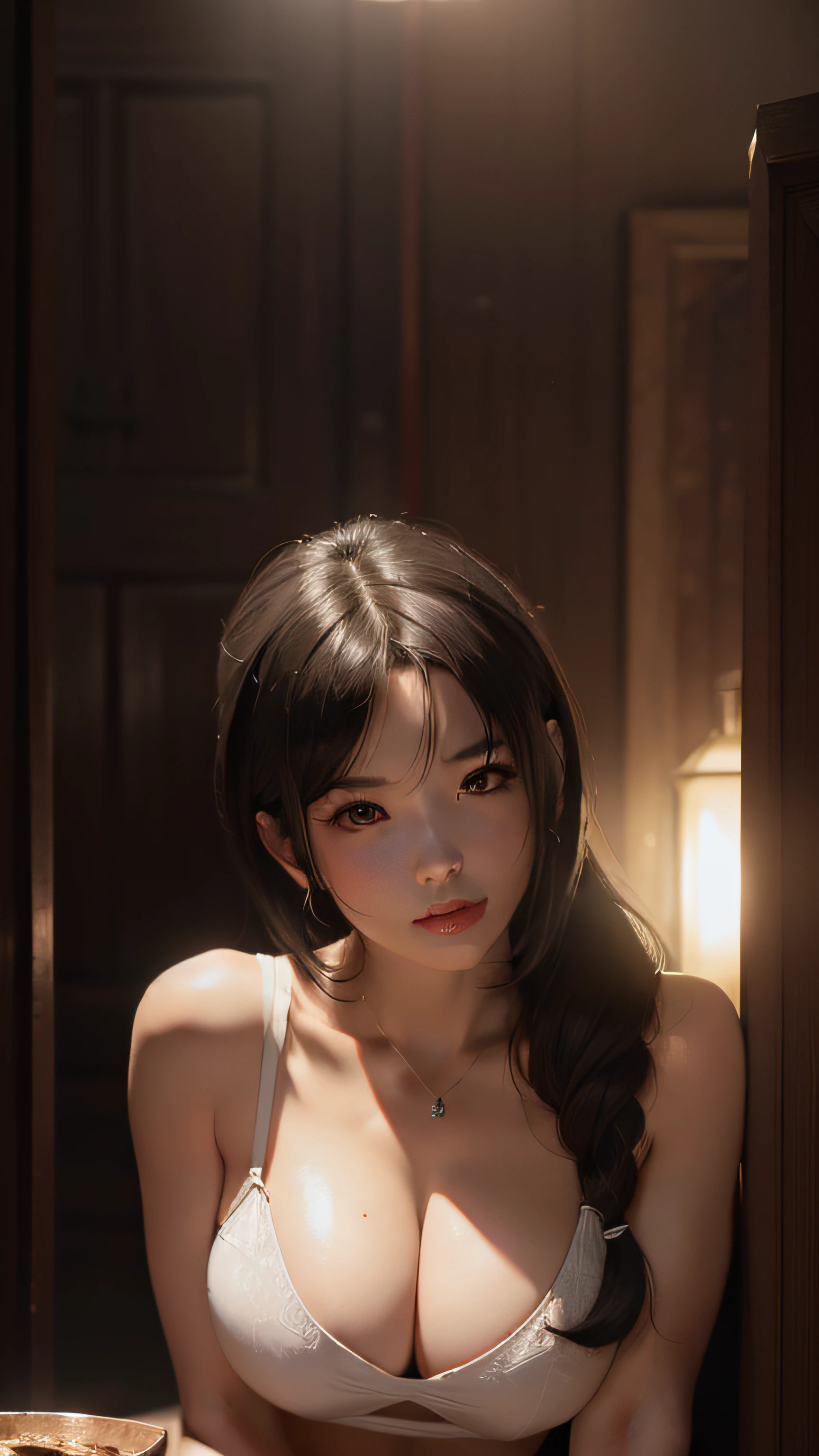 ((masterpiece, best quality, ultra-detailed, high-resolution)), solo, beautiful girl, gleaming eye, perfect eye, Tifa Lockhart, beautiful face, cute