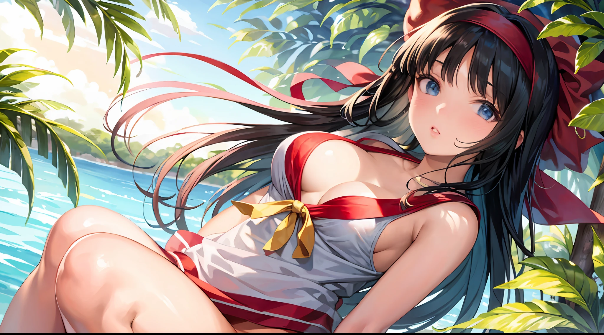 masterpiece, best quality,1girl,hairband,hair bow,swimsuit,