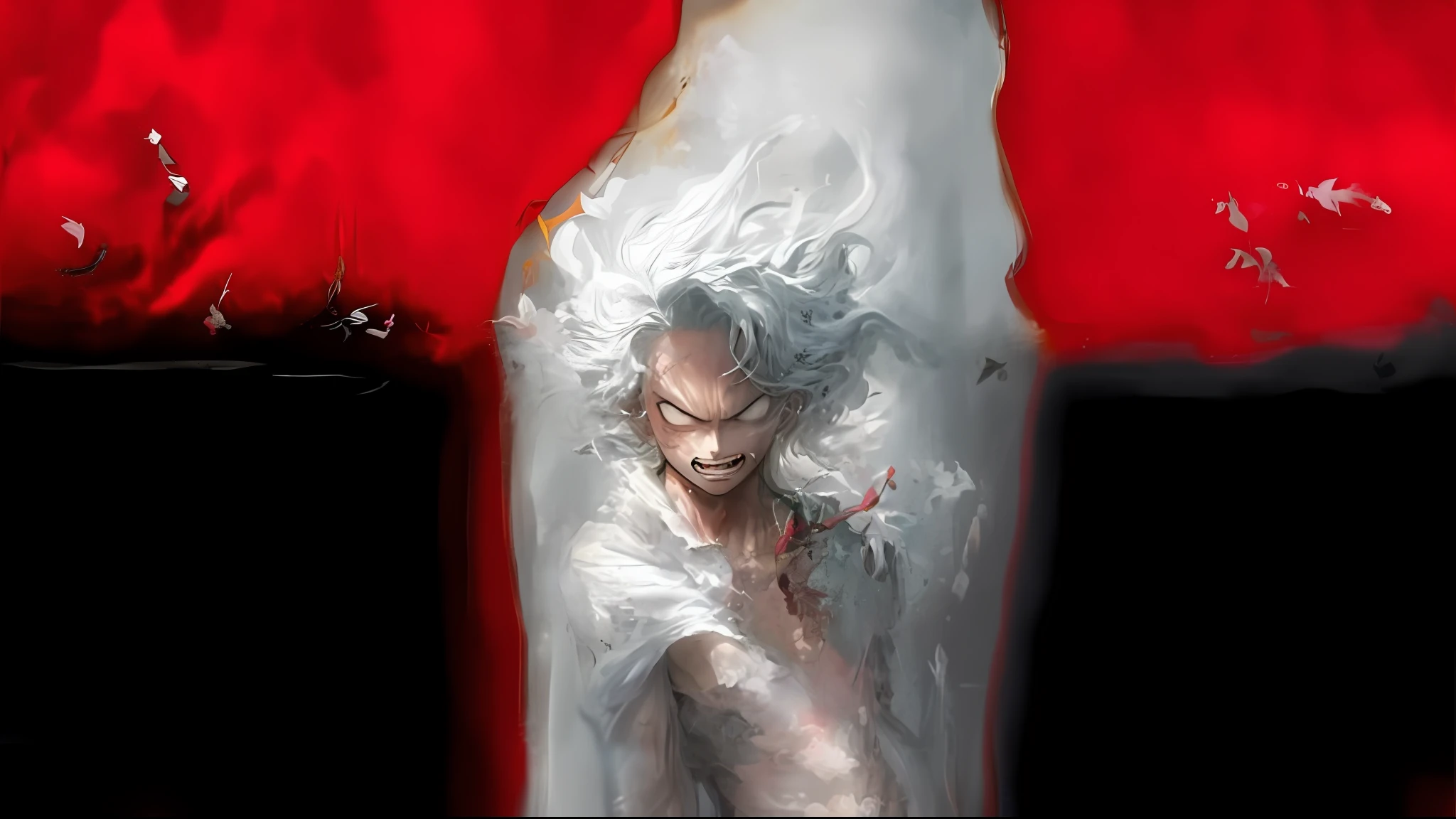 Draw a woman with white hair and a white dress, nagito komaeda, style of yoshitaka amano, inspired by amano, a silver haired mad, inspired by Yoshitaka Amano, bastien yoshitaka amano, yee chong silverfox, white hair floating in air, A masterpiece of Yoshitaka Amano's style，best qualtiy，（Very detailed CG unity 8k wallpaper）（best qualtiy），（Most Best Illustration），（best shadow） The delicate leaves of nature, petals of various colors fall in the air, light tracking，ultra-detailliert --v6