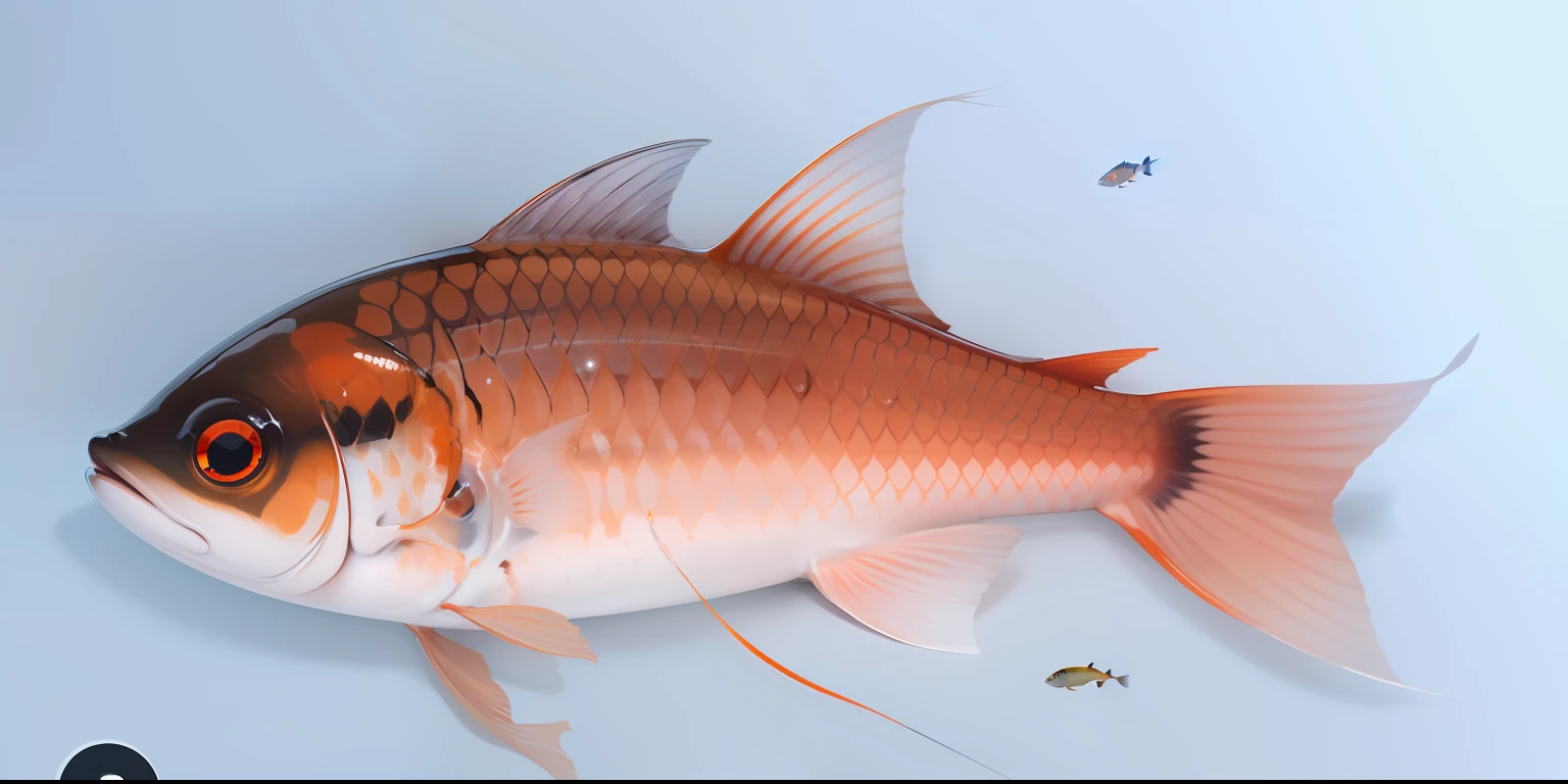 Fish Nembutsudai The protagonist personification Illustration Larger eyes black eyes Crisp eyes orange all over In the sea at the fishing port thick transverse lines of black around the back and eyes, goldfish