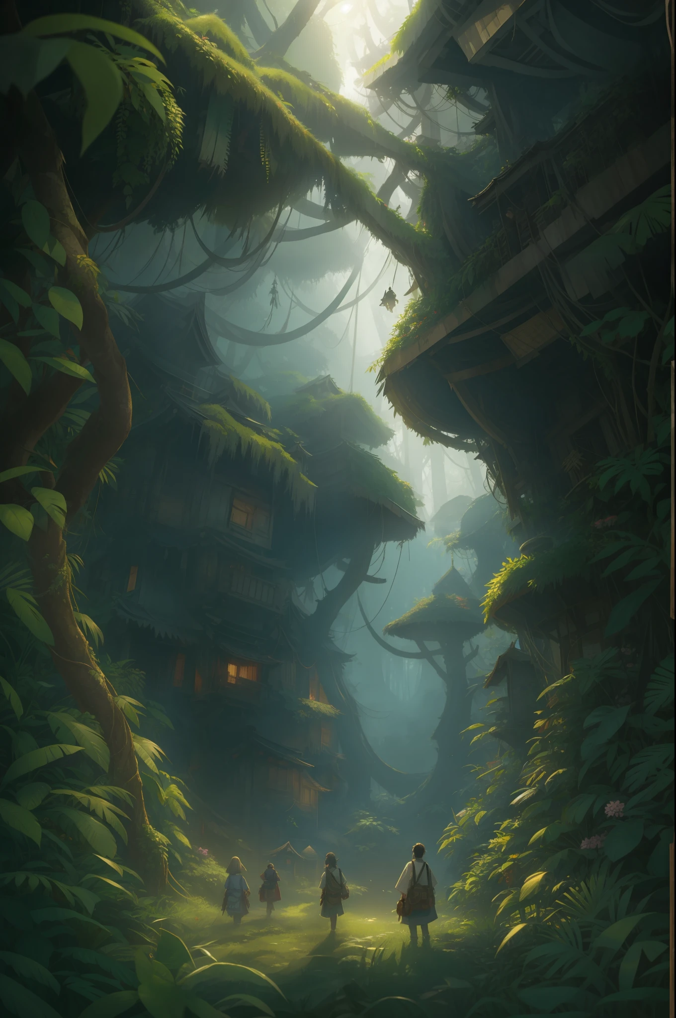 Digital illustration, Detailed and intricate, The dense jungle is full of exotic plants and animals, Sunlight shines through the canopy,Produces a mottled effect. In the style of Yoshitaka Amano and Hayao Miyazaki, Masterpiece, Proportional, Detailed, trending on artstationh, Beautiful lighting, Realistic, Intricate, Award-Awarded, 4K, highest quality
Award-winning, 4K digital painting in the style of Yoshitaka Amano. Detailed and intricate depiction of a zombie apocalypse, cleverly capturing the chaos and drama of the scene. Beautiful lighting and cinematic composition make this piece a true masterpiece, trending on artstationh