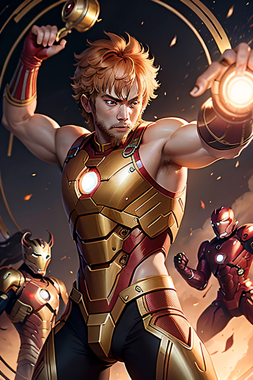 Sun Wukong uses the golden hoop rod to fight the Iron Man who drives the Sail（Ultra sci-fi）
