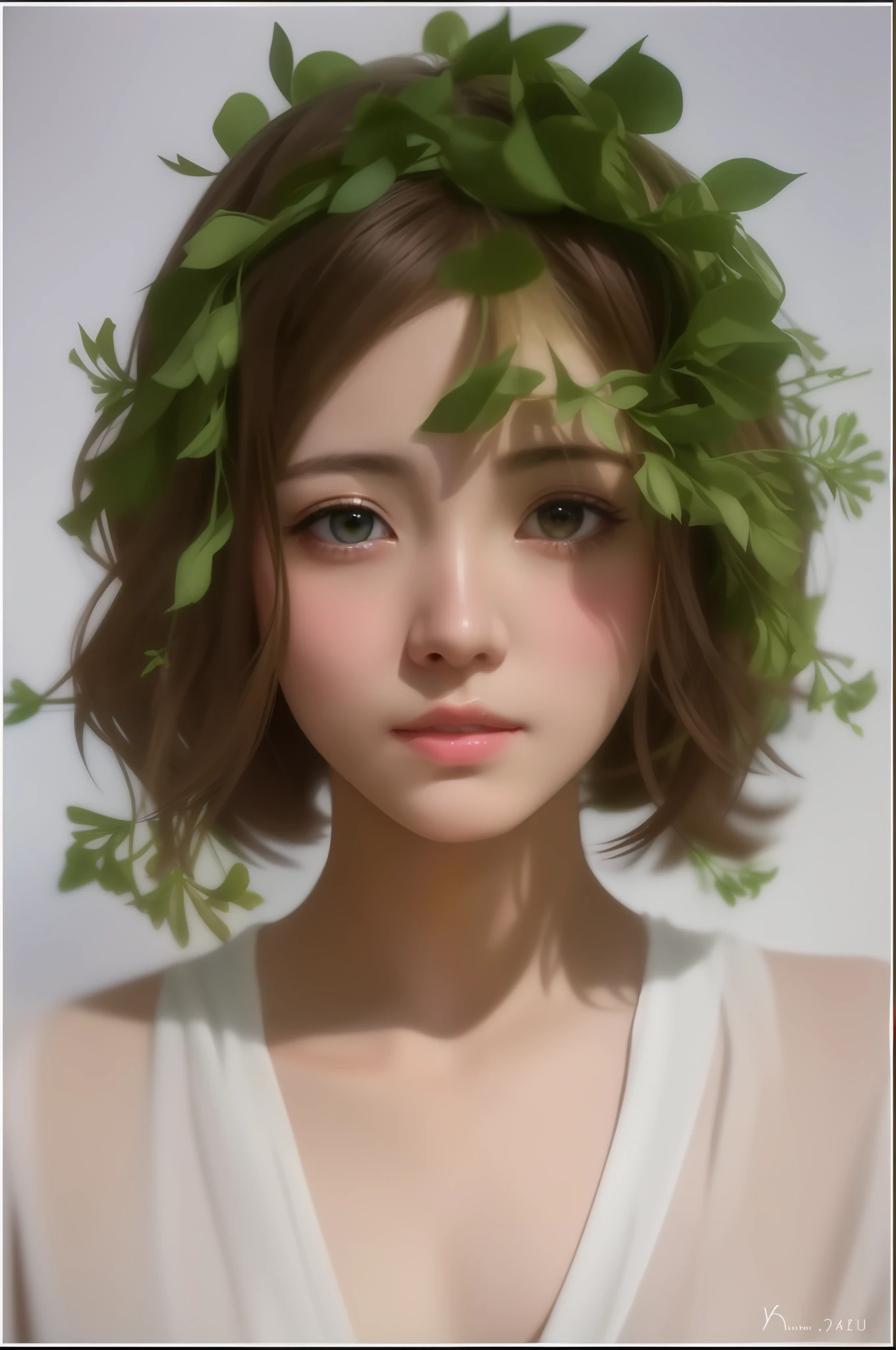 a close up of a woman with a flower crown on her head, hyper realistic anime, Photorealistic anime, anime realism style, Soft portrait shot 8 K, Guviz-style artwork, Anime style mixed with Fujifilm, Photorealistic!!!!!!! Art style, Realistic. Cheng Yi, Anime realism, Cute natural anime face, inspired by Yanjun Cheng