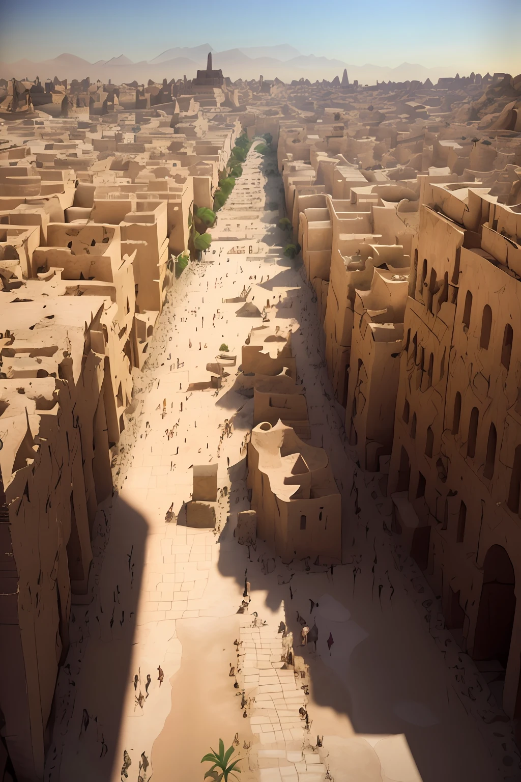 There is a view of a city with a lot of buildings, cidade no deserto, Pintura 3D Matte hiperdetalhada, Pintura 3D fosca hiperdetalhada, colorful ancient egyptian city, Cidade do deserto, pintura fosca altamente detalhada, pintura fosca hiperdetalhada, pintura fosca insanamente detalhada, paisagem antiga da cidade, uma pintura fosca detalhada, Pintura fosca renderizada em 3D, cidade antiga