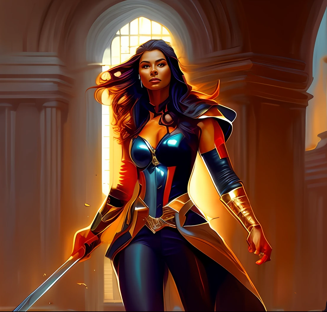 imagem arafed de uma mulher em um traje segurando uma espada, Artgerm Julie Bell Beeple, Aly Fell e Artgerm, Graphic artist Magali Villeneuve, inspirado em Magali Villeneuve, Artgerm e Warren Louw, arte do personagem charlie bowater, Stanely Artgerm, artgerm detalhado