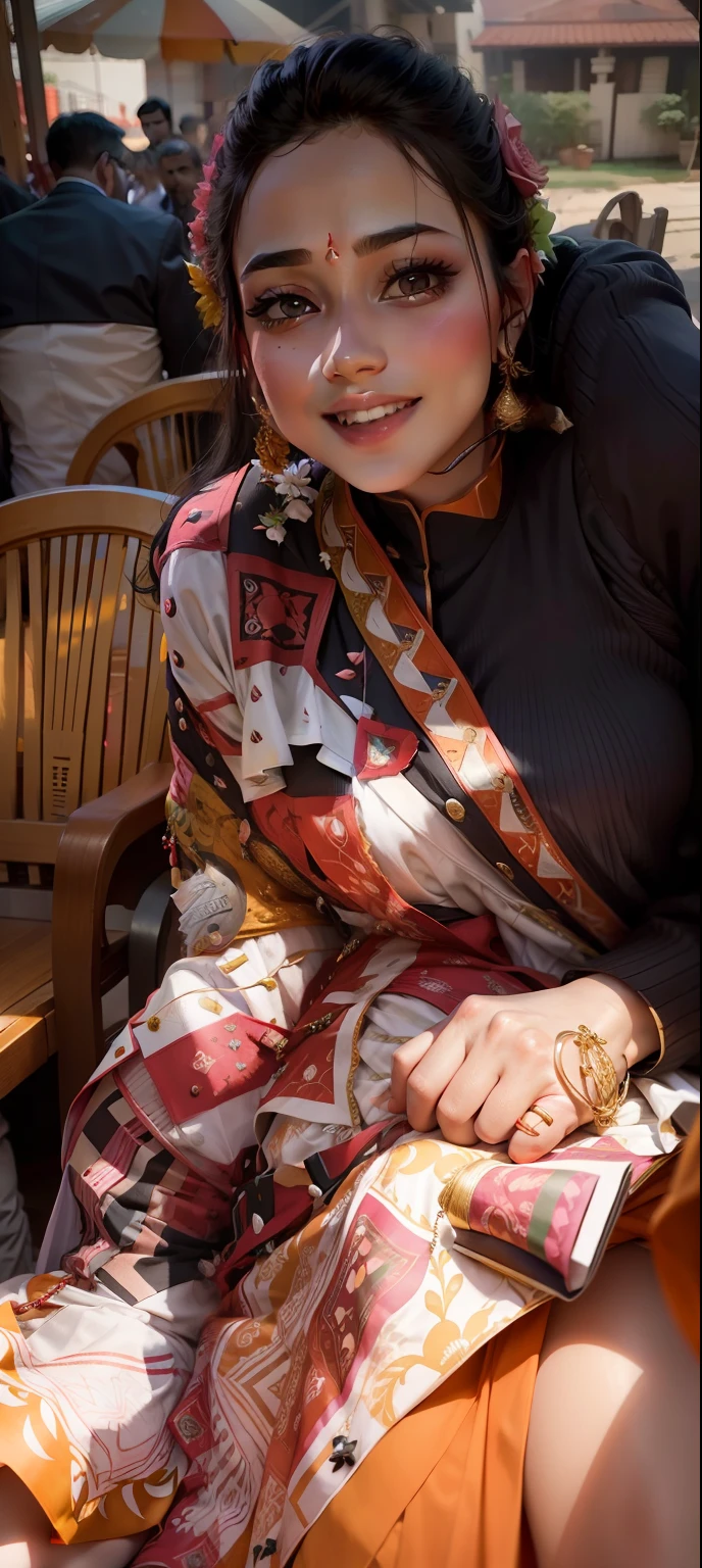 In marriage function, traditional dress, colourful