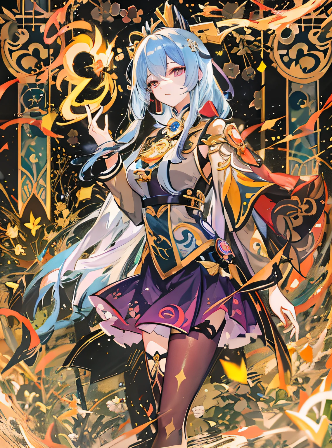 A woman with long hair and blue hair in a dress, Keqing from Genshin Impact, Ayaka Genshin impact, alchemist girl, full portrait of elementalist, Anime goddess, Anime moe art style, Portrait Chevaliers du Zodiaque Fille, Anime fantasy illustration, Genshin impact's character, zhongli from genshin impact, ayaka game genshin impact