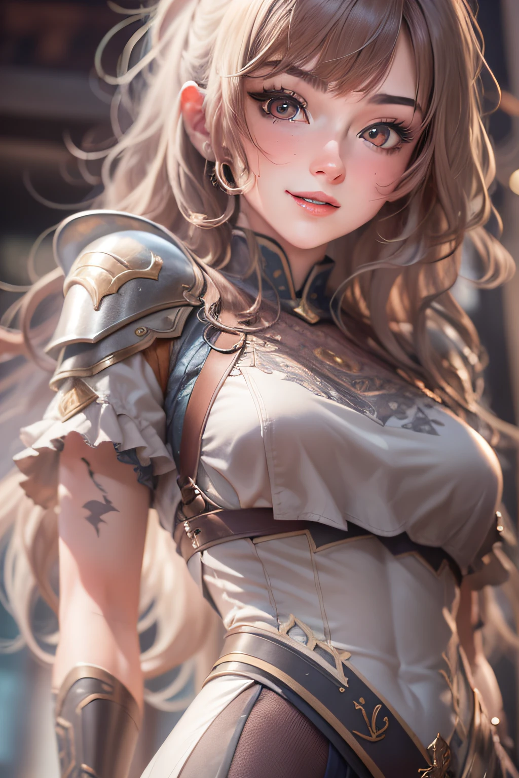 (dark brown eyes)Create images with a sense of depth and three-dimensionality,(1womanl:1.2),White snake, Glowing skin, thighs thighs thighs thighs, (Evere_Smile:1.2), detailed layered skirt armor, Analog 150mm lens、Beautiful Natural Soft Rim Light、 (masutepiece),((Ultra-detailed)), (High Definition CG Illustration), (Best Quality:1.2),realistic8K UHD, High Definition,(1girl in:1.2),high quality texture, Intricate details, Detailed texture, high detailing, extremely details CG, high quality shadow, realistic representation of face, Detailed beautiful delicate face, Detailed beautiful delicate eyes, brown eye pupil, A perfectly proportioned face, depth of fields, Cinematic Light, Lens Flare, Ray tracing,Perspective, a prominent nose, Slender face, Tall Girl, Blushing cheeks,(Narrow waist:1.3),Dutch Angle,Good anatomy),Dynamic Pose, actionpose, open pose, Dynamic Angle,