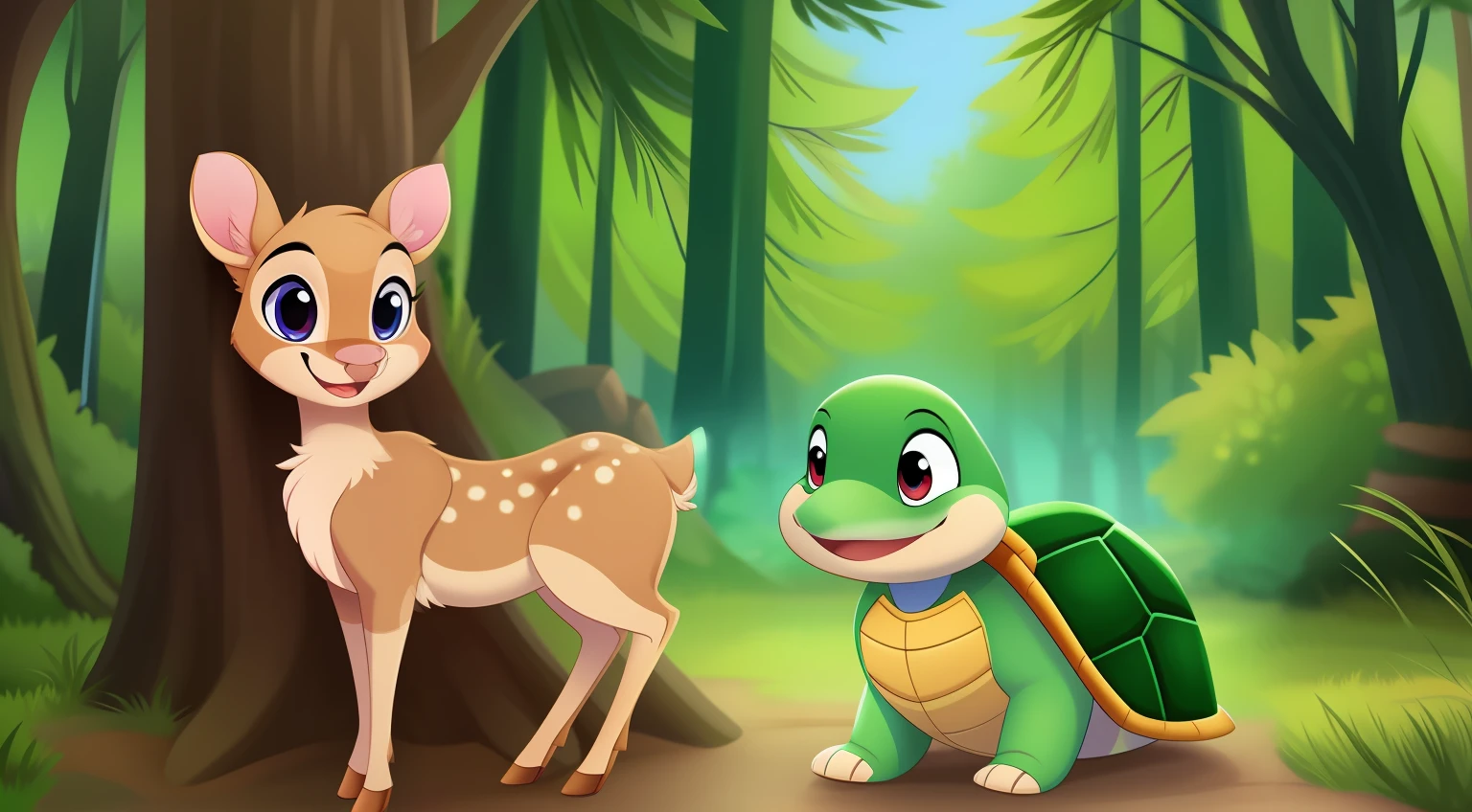 The fawn opened its mouth and smiled
