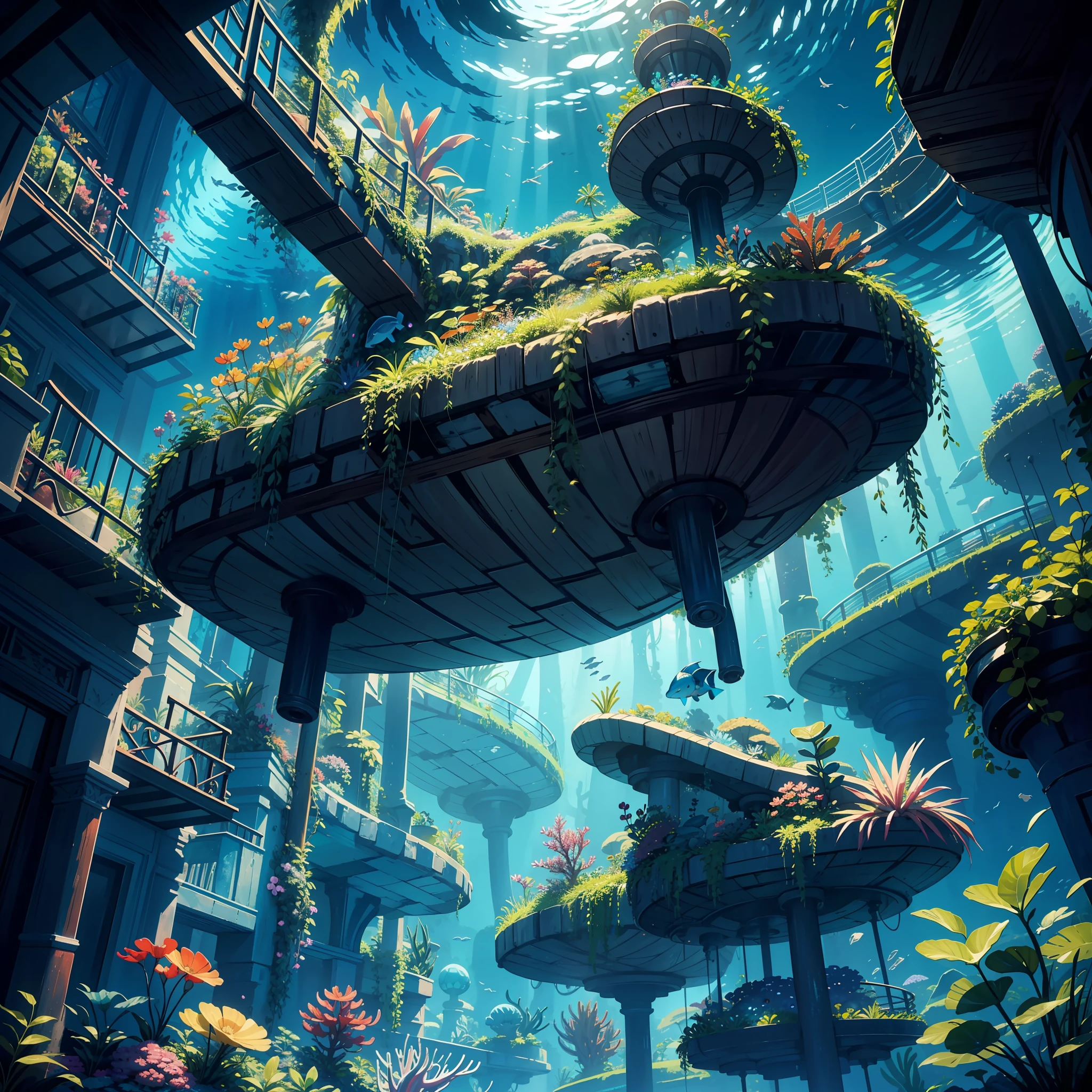 "Imagine a magical underwater world, full of fantastic creatures and exotic plants. Desenhe uma cena desse mundo, com cores vibrantes e detalhes impressionantes. Let your imagination run wild and create a unique and enchanting scenery. Pense em como seria a vida nesse mundo submarino, what would be the creatures that inhabit it and what magical elements make it special. Have fun bringing this underwater universe to life in your drawing!”