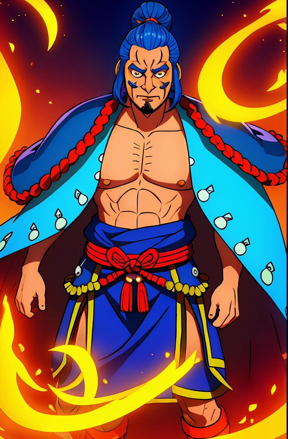 1homem, anthropomorficfic, homem-peixe, roupa feudal, roupa branca, cabelo curto preto, meio-homem, meio-peixe, pele azul, fundo do mar, pequenas barbatanas, pele azulada, roupa clara, peixe-homem, pele azulada, ((wanostyle))