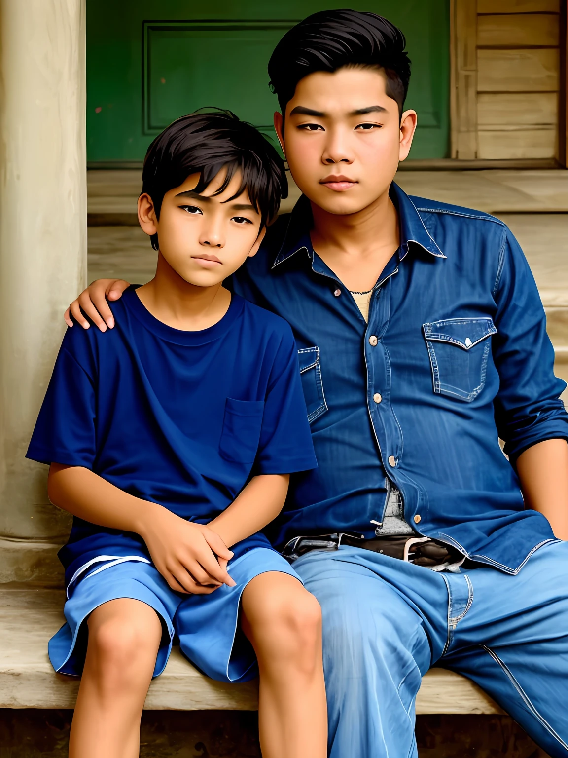 A poor boy next to a rich man