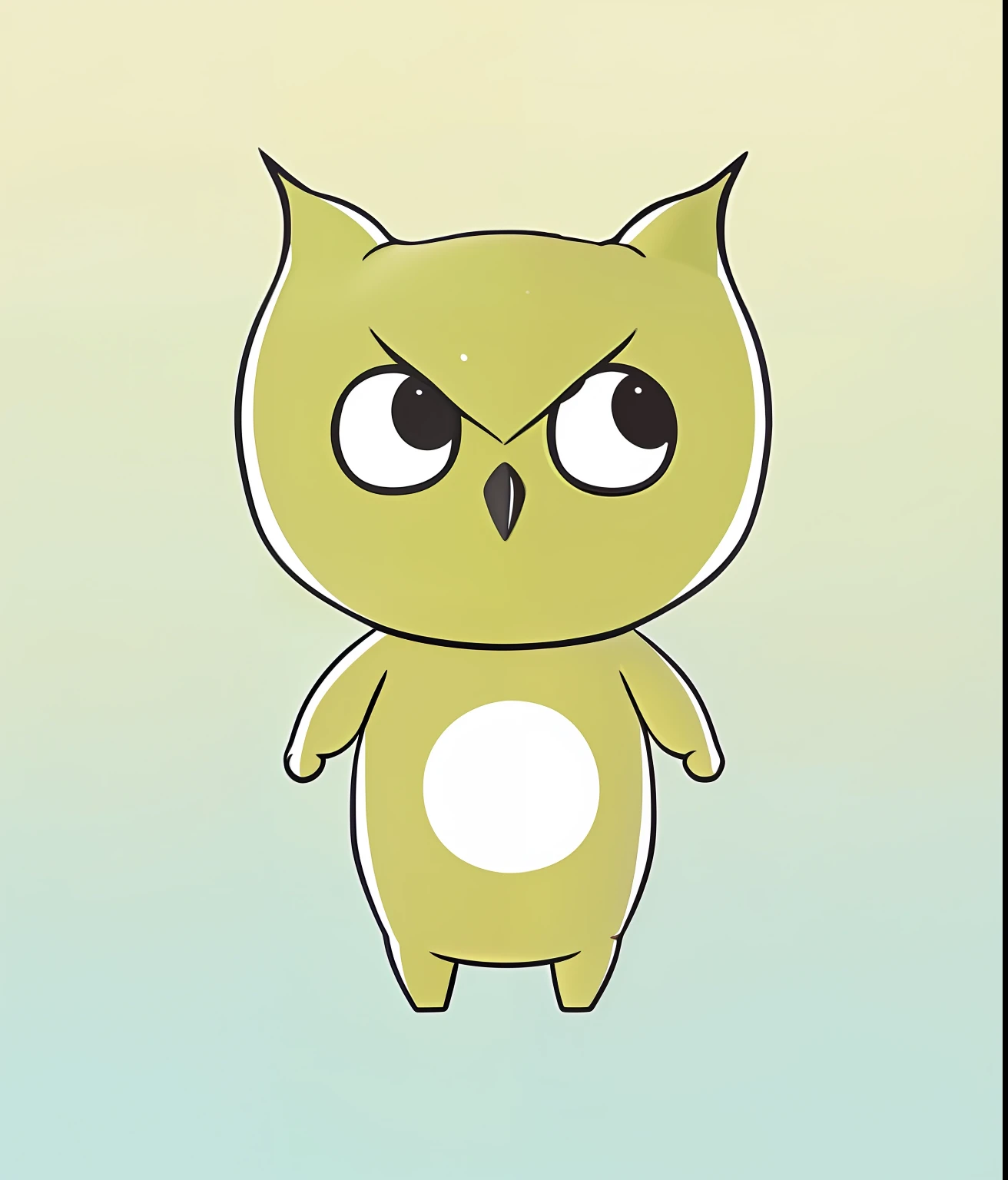 3D IP design，Round hands and feet，White belly，pixar-style，Cute owl prototype，potbelly，largeeyes，Pointy ears，Owl's nose，Head-to-body ratio of 2：1，adolable，blindbox