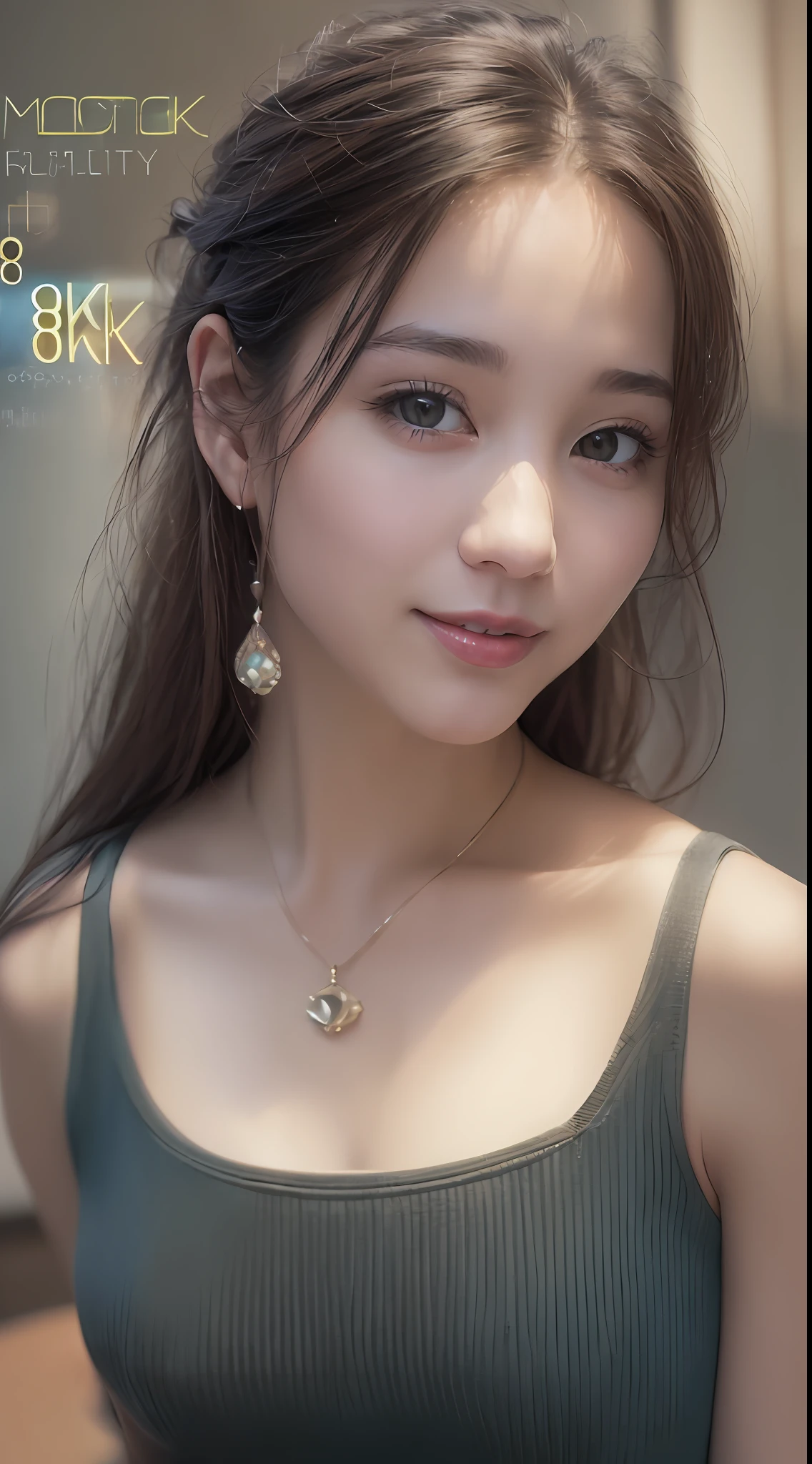 (8K、top-quality、​masterpiece:1.4)、(reallistic、Photorealsitic:1.67)、The ultra-detailliert、(a smile:1.1)、Longhaire、Urban woman、long  skirt、tshirts
