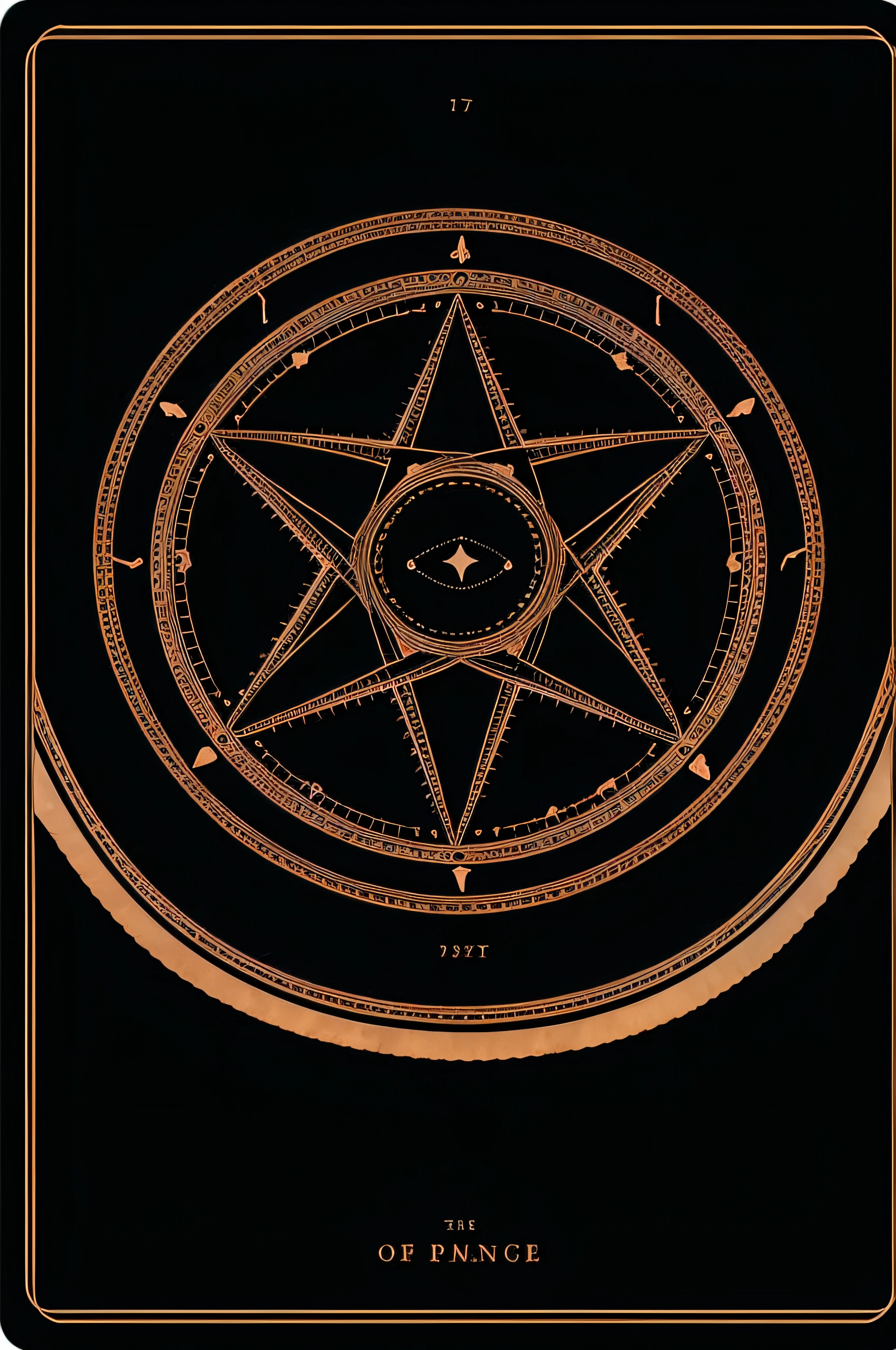 masterpiece, melhor qualidade, magic circle with a five-pointed star in the center, simetria, right proportions, horoscope, estrela (sinal), Tarot cards, fundo escuro, zodiacStyle, Fibonacci fractal, geometric design