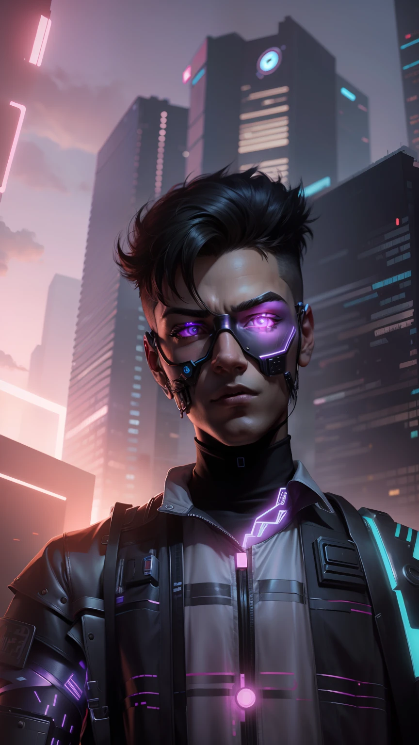 Change background cyberpunk cartoon cute boy , realistic face , High quality realistic ,8k ultra realistic,,