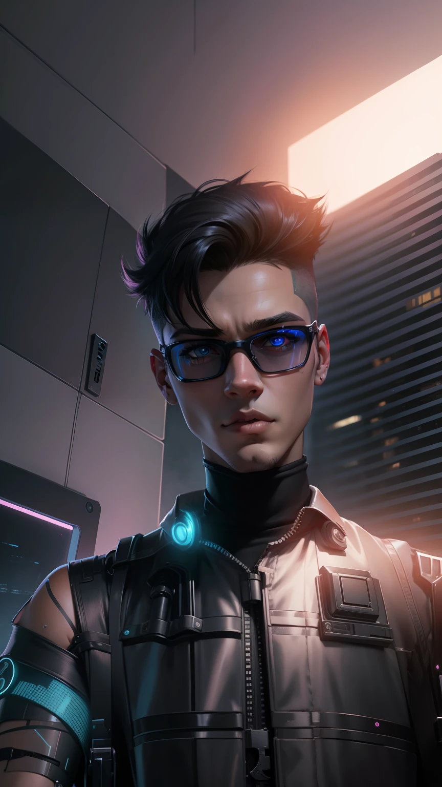 Change background cyberpunk cartoon cute boy , realistic face , High quality realistic ,8k ultra realistic,,