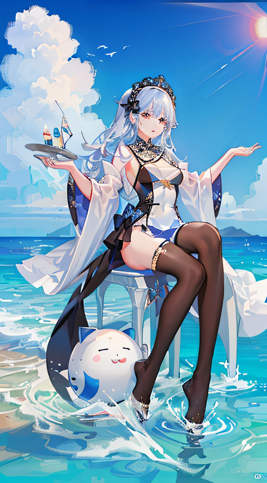 Bigchest,blackstockings,Royal sister,on cheongsam,Long legs,White bikinis by the sea,Black long straight
