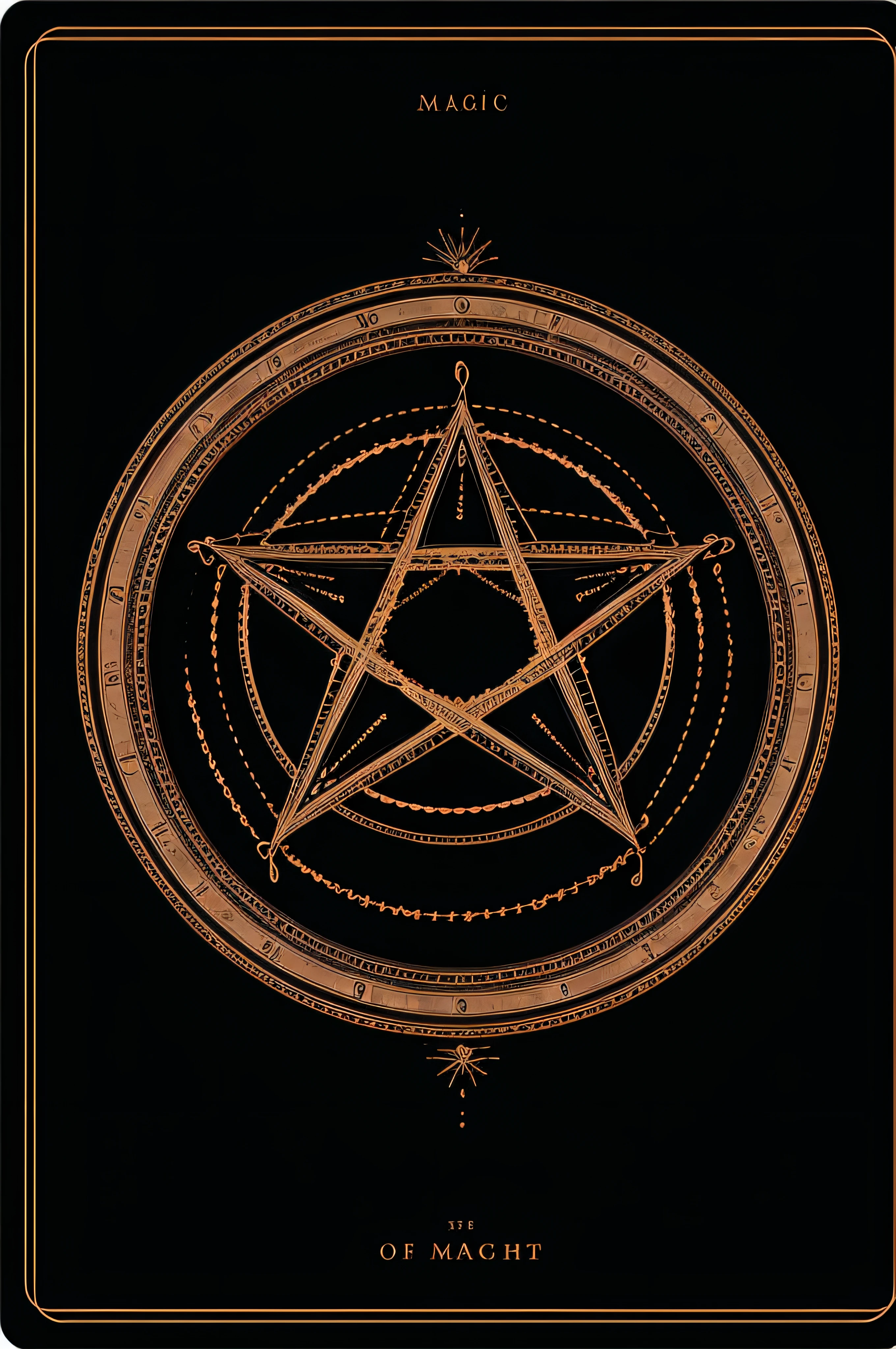 masterpiece, melhor qualidade, magic circle with a five-pointed star in the center, simetria, right proportions, horoscope, estrela (sinal), Tarot cards, fundo escuro, zodiacStyle, Fibonacci fractal, geometric design