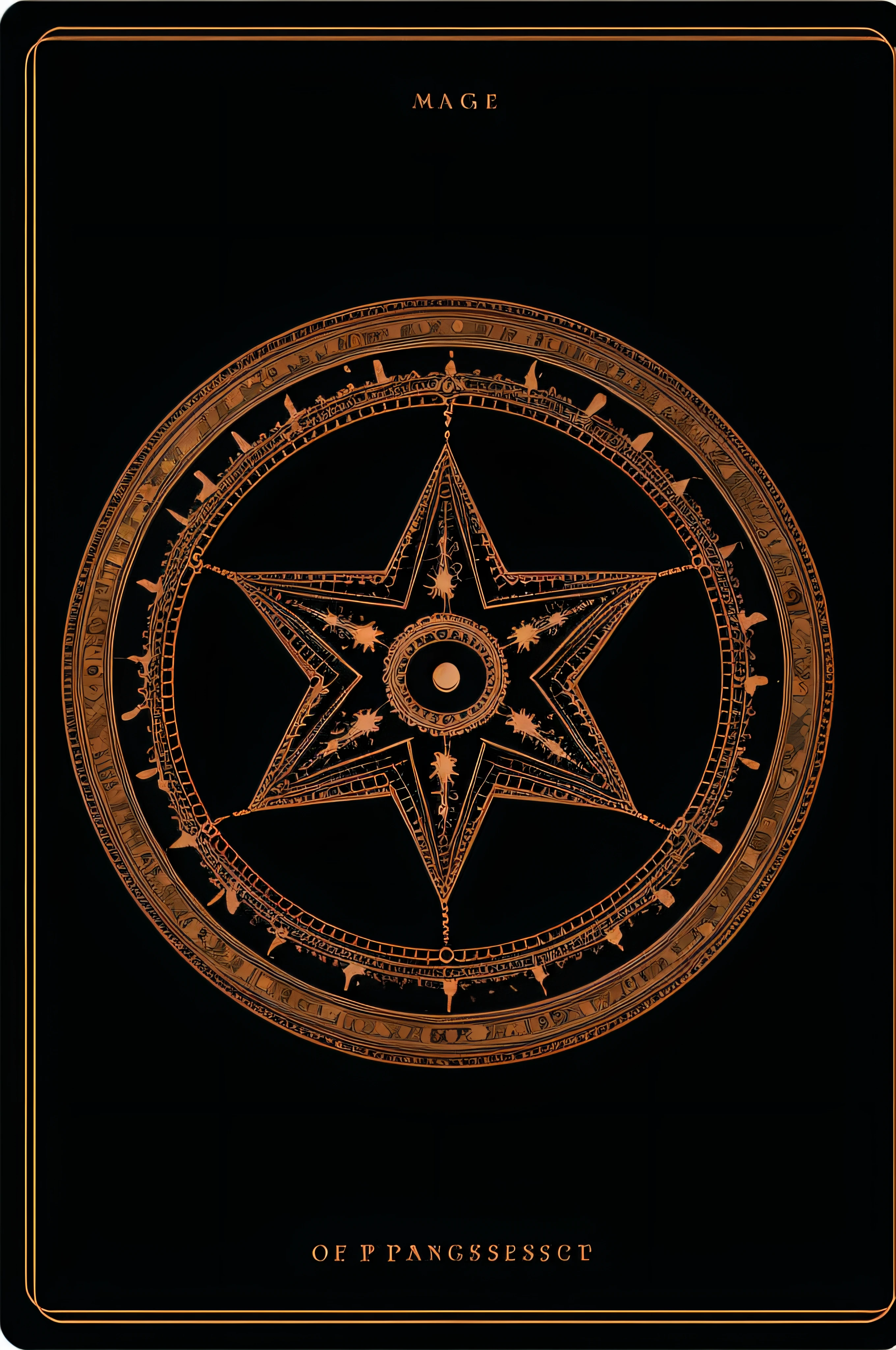masterpiece, melhor qualidade, magic circle with a five-pointed star in the center, simetria, right proportions, horoscope, estrela (sinal), Tarot cards, fundo escuro, zodiacStyle, Fibonacci fractal, geometric design