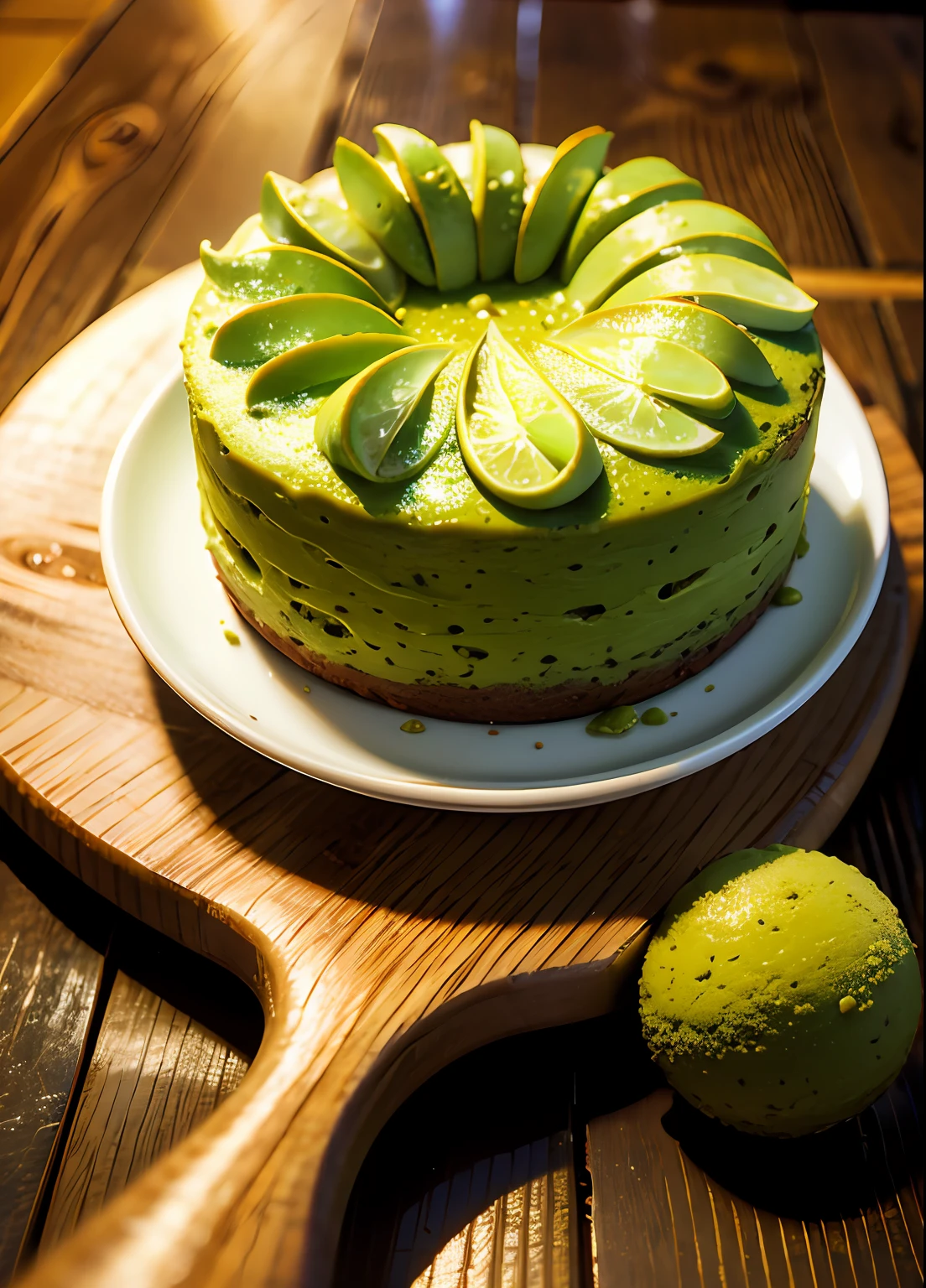 delicious matcha cake, photorealistic, yummy