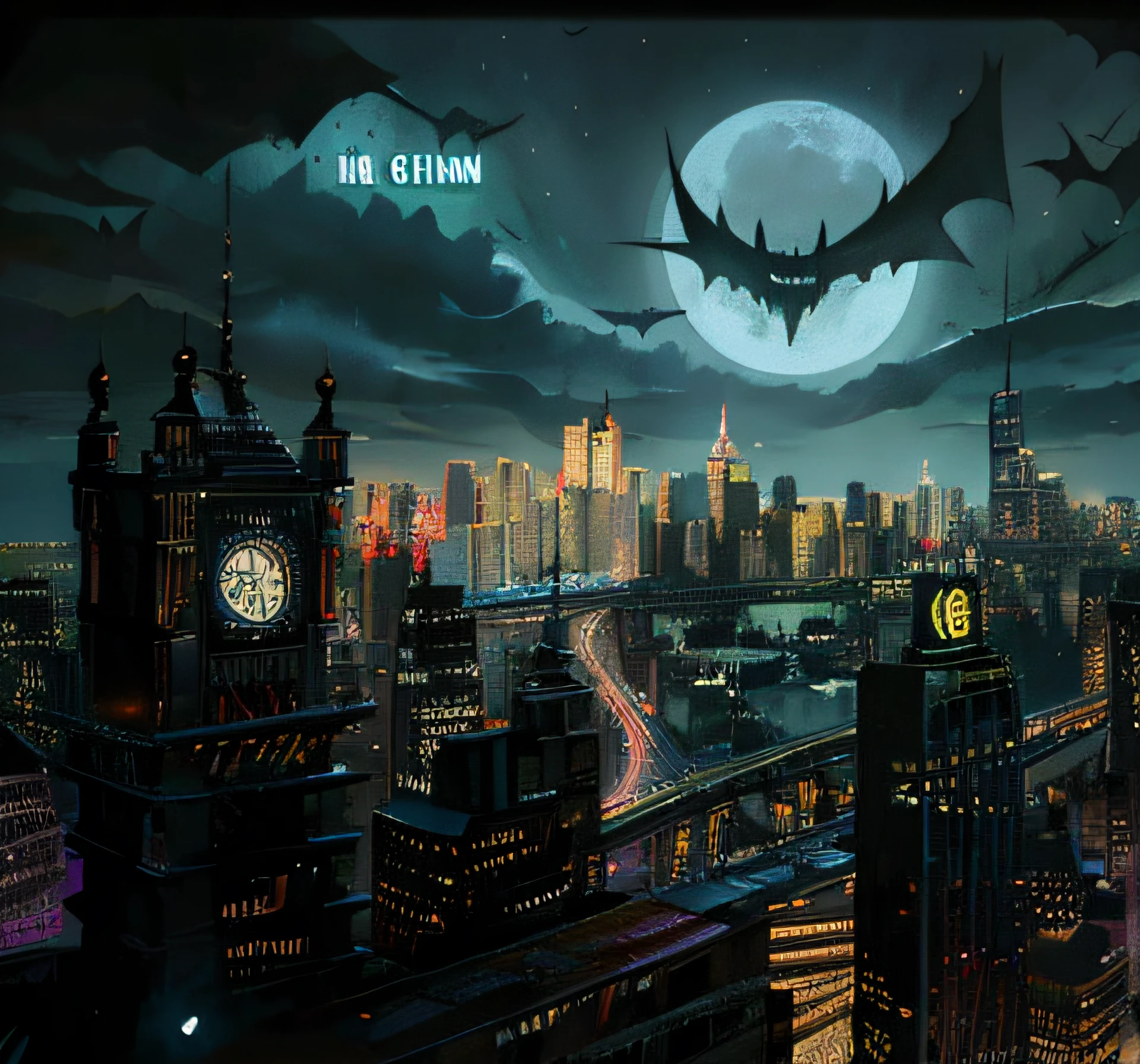 ciudad por la noche, Noche en Gotham City, estilo gotham, portada