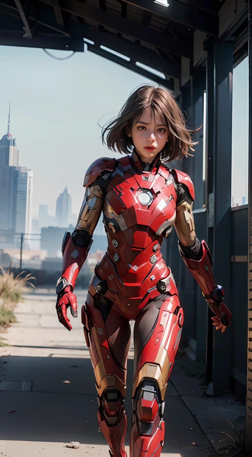 (1girl:1.3), solo,__body-parts__, official art, unity 8k wallpaper, ultra detailed, beautiful and aesthetic, beautiful, masterpiece, best quality, RAW, masterpiece, super fine photo,, best quality, super high Resolution, photorealistic, sunlight, full body portrait, stunningly beautiful,, dynamic pose, delicate face, vibrant eyes, (side view), she is wearing a futuristic Iron Man mech, red and gold, Highly detailed abandoned warehouse background, detailed face, detailed complex busy background, messy, gorgeous, milky, high detailed skin, realistic skin details, visible pores, sharp focus, volumetric fog, 8k uhd, dslr camera, High quality, film grain, fair skin, photorealism, lomography, sprawling metropolis in a futuristic dystopia, view from below, translucent